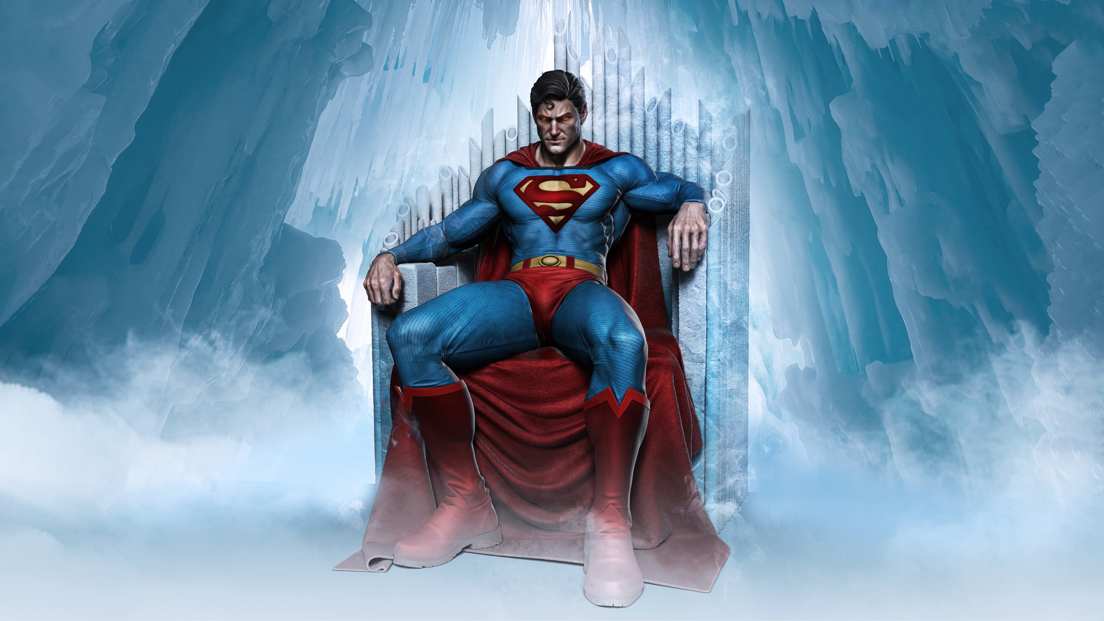 Superman sitting on an ice throne HD Wallpaper