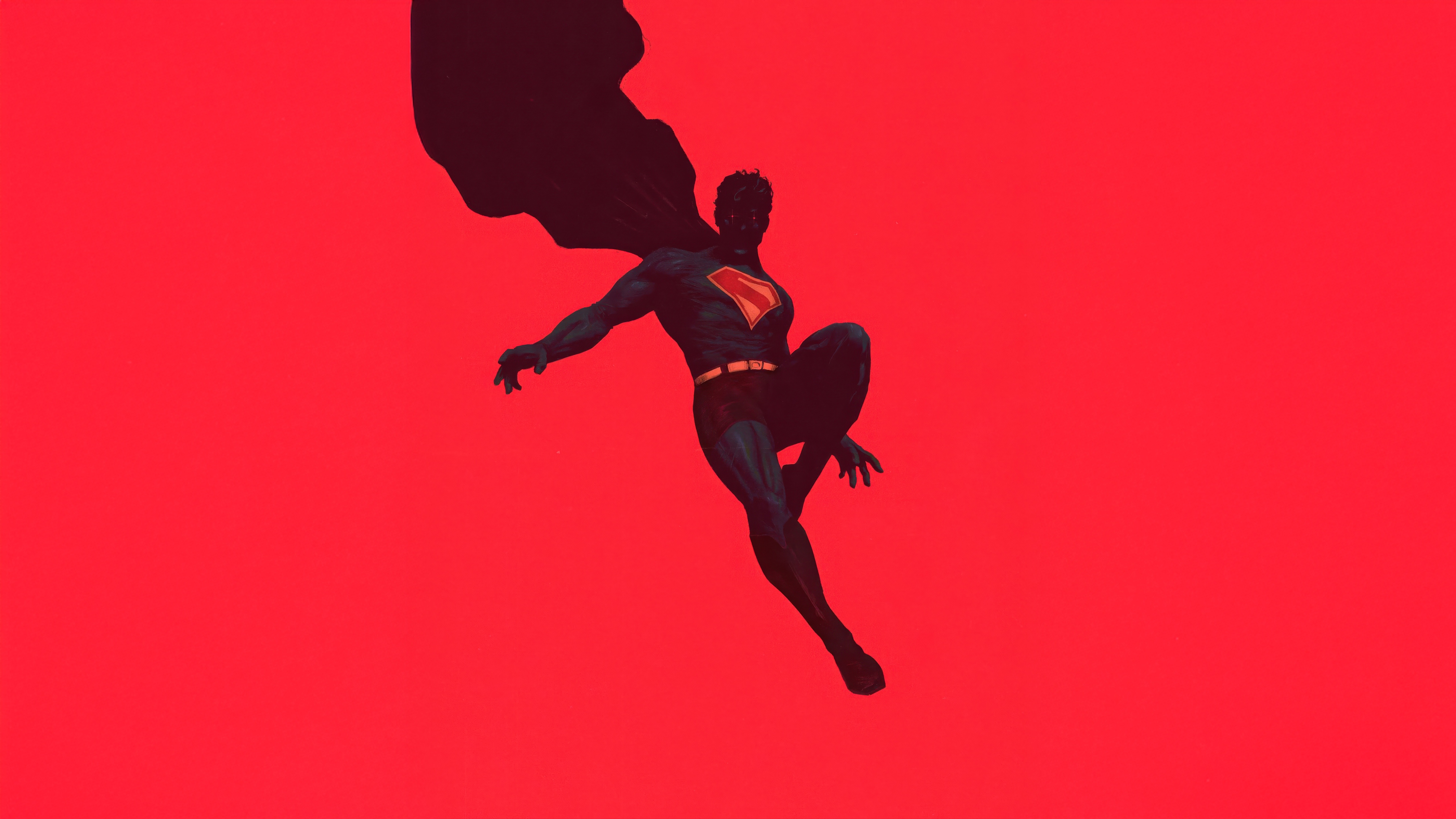 Superman with Red Cape on Red Background HD Wallpaper
