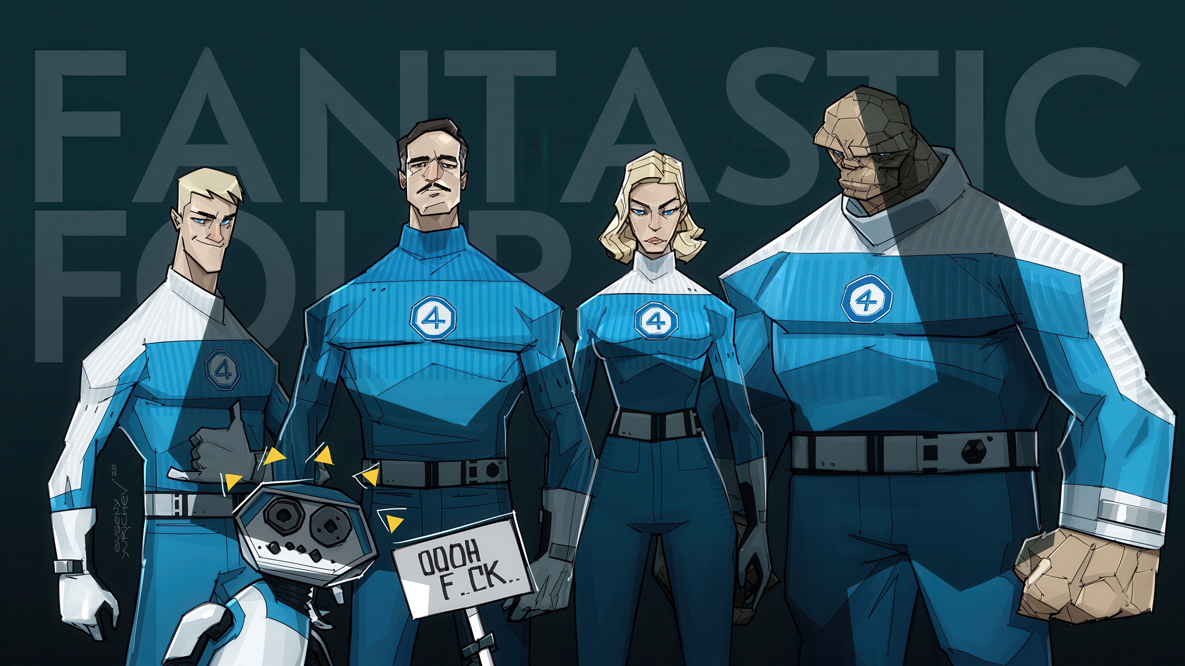 The Fantastic Four and H.E.R.B.I.E. HD Wallpaper