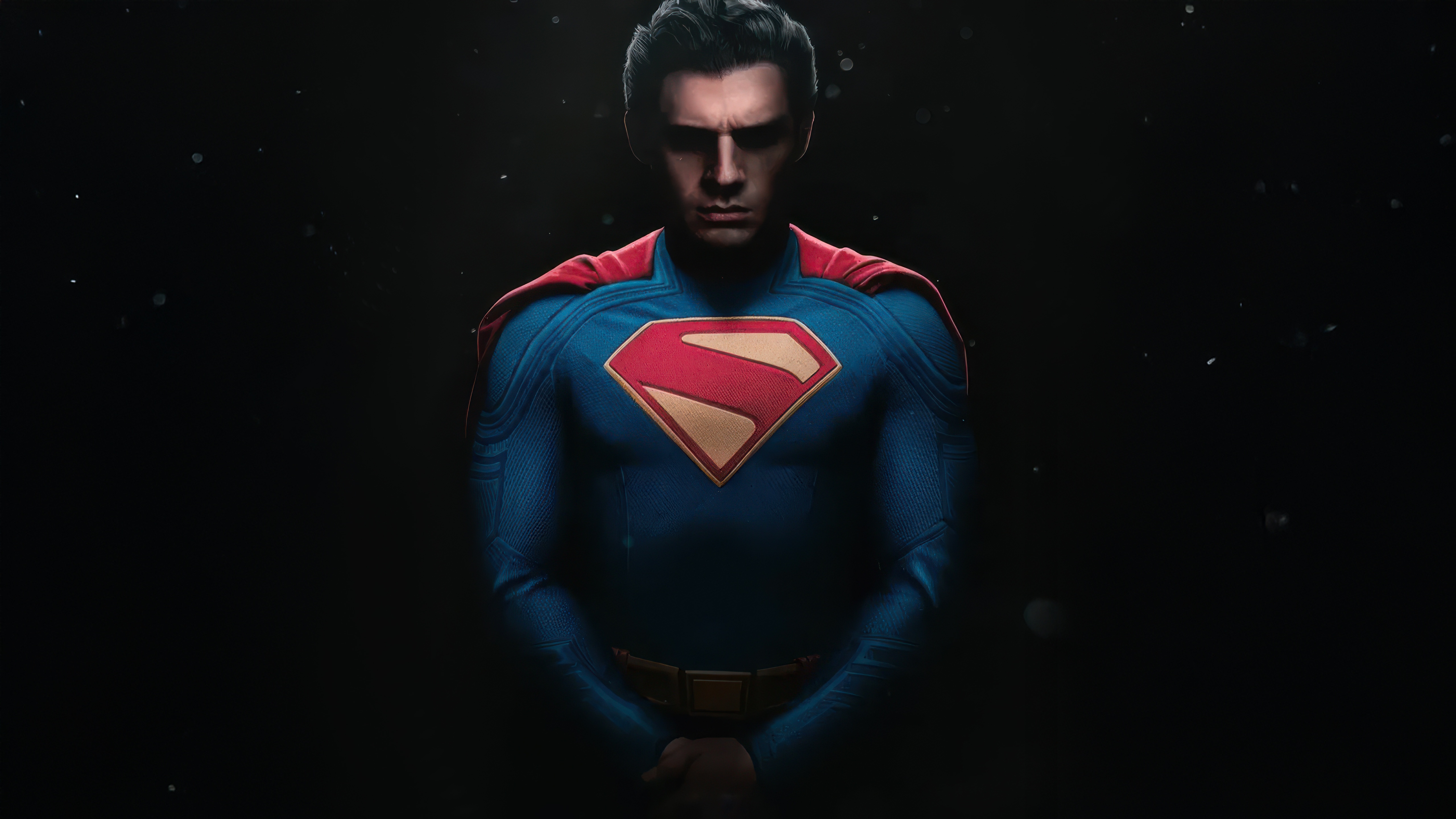 Superman in a blue and red suit with a cape HD Wallpaper