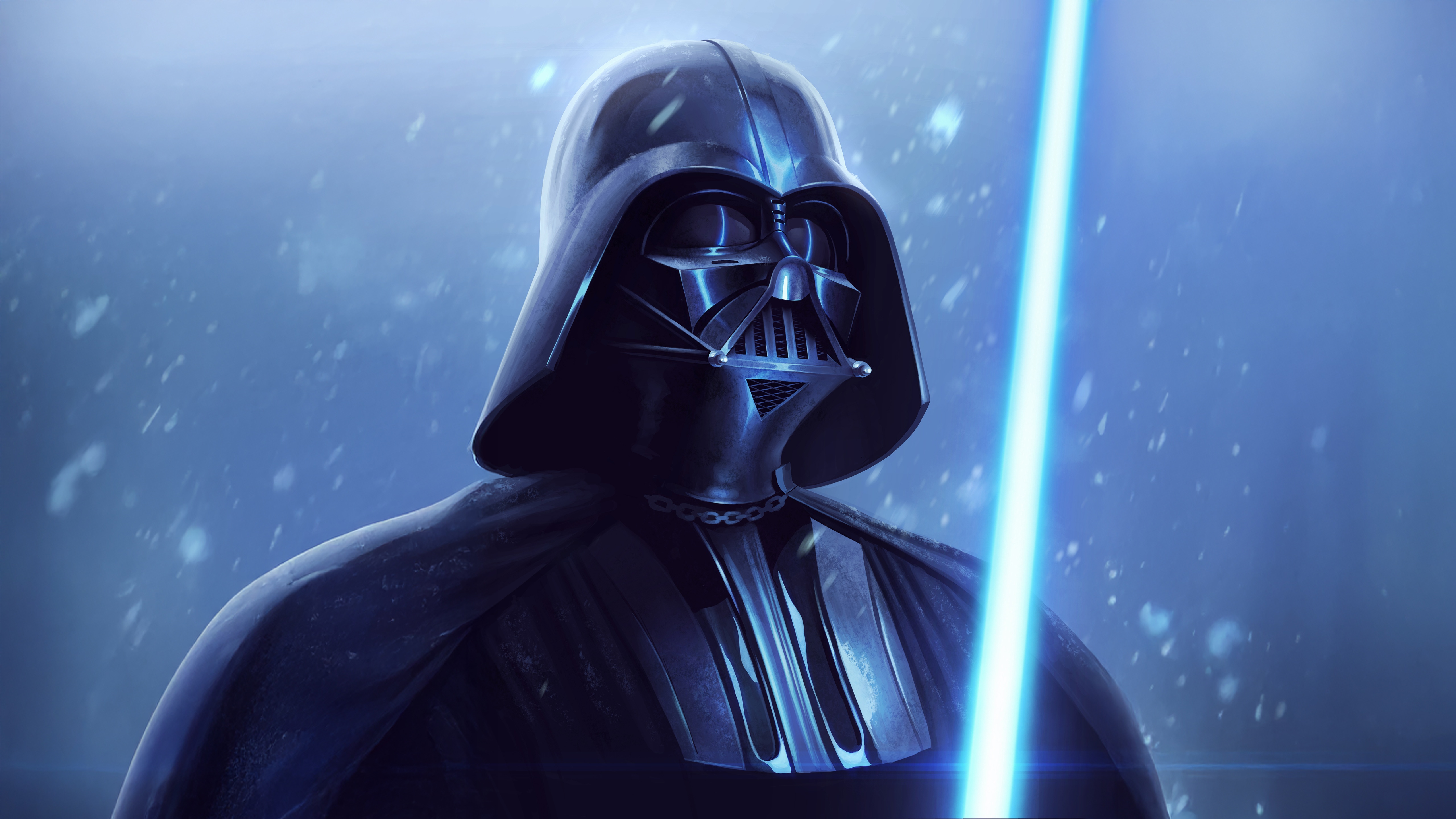 Darth Vader with a blue lightsaber HD Wallpaper