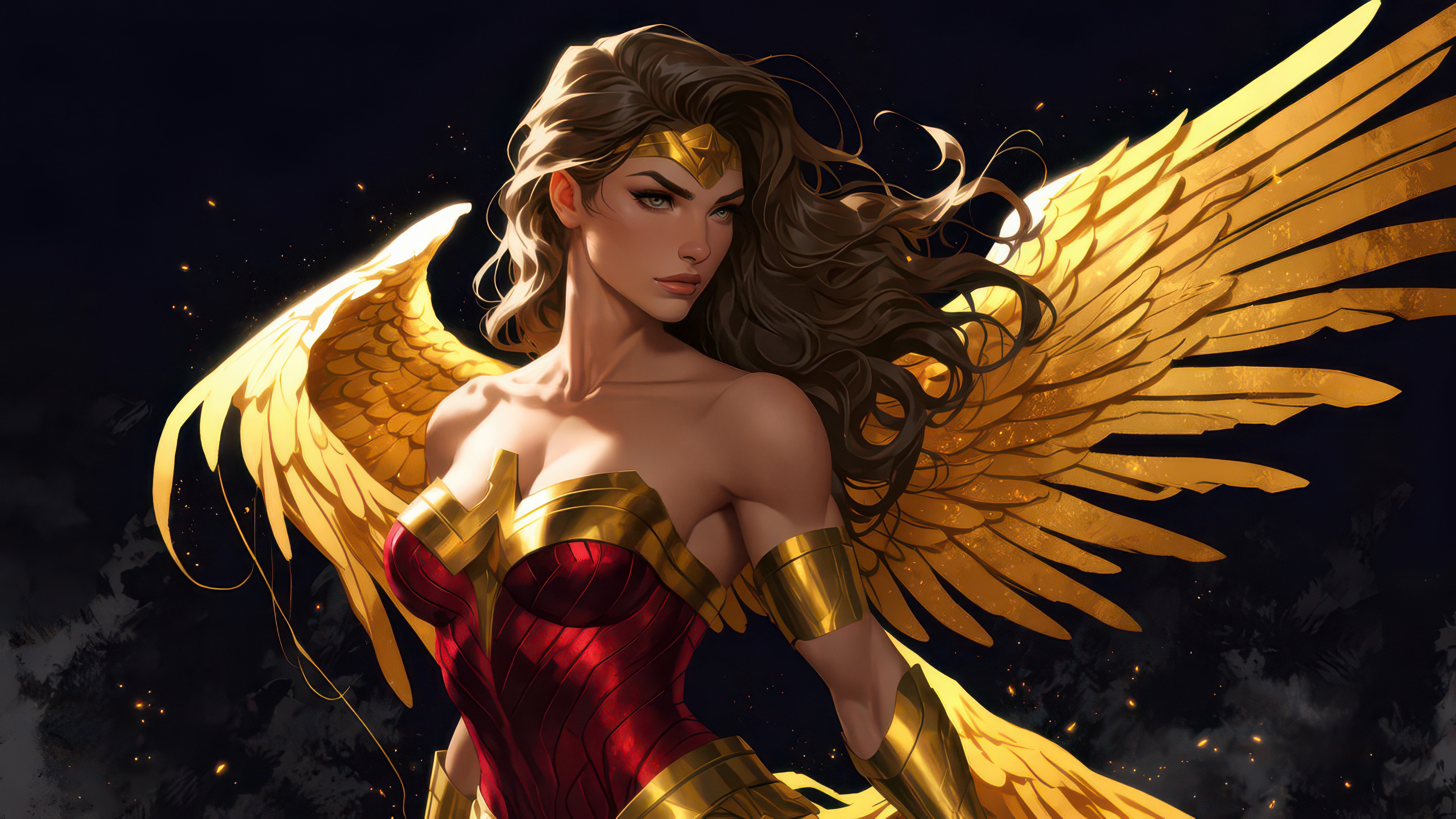 Wonder Woman with Golden Wings HD Wallpaper