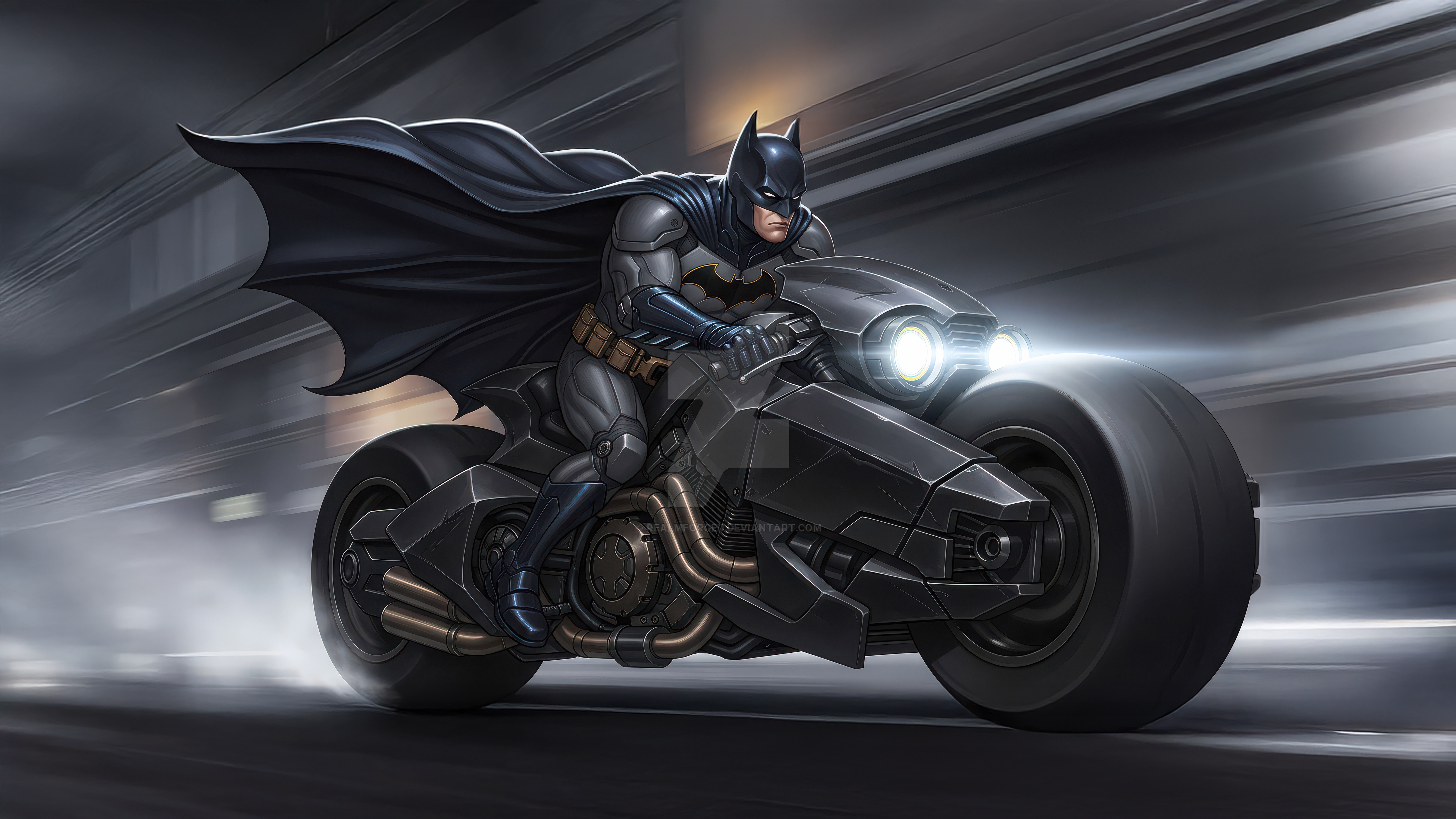 Batman riding the Batpod at high speed HD Wallpaper
