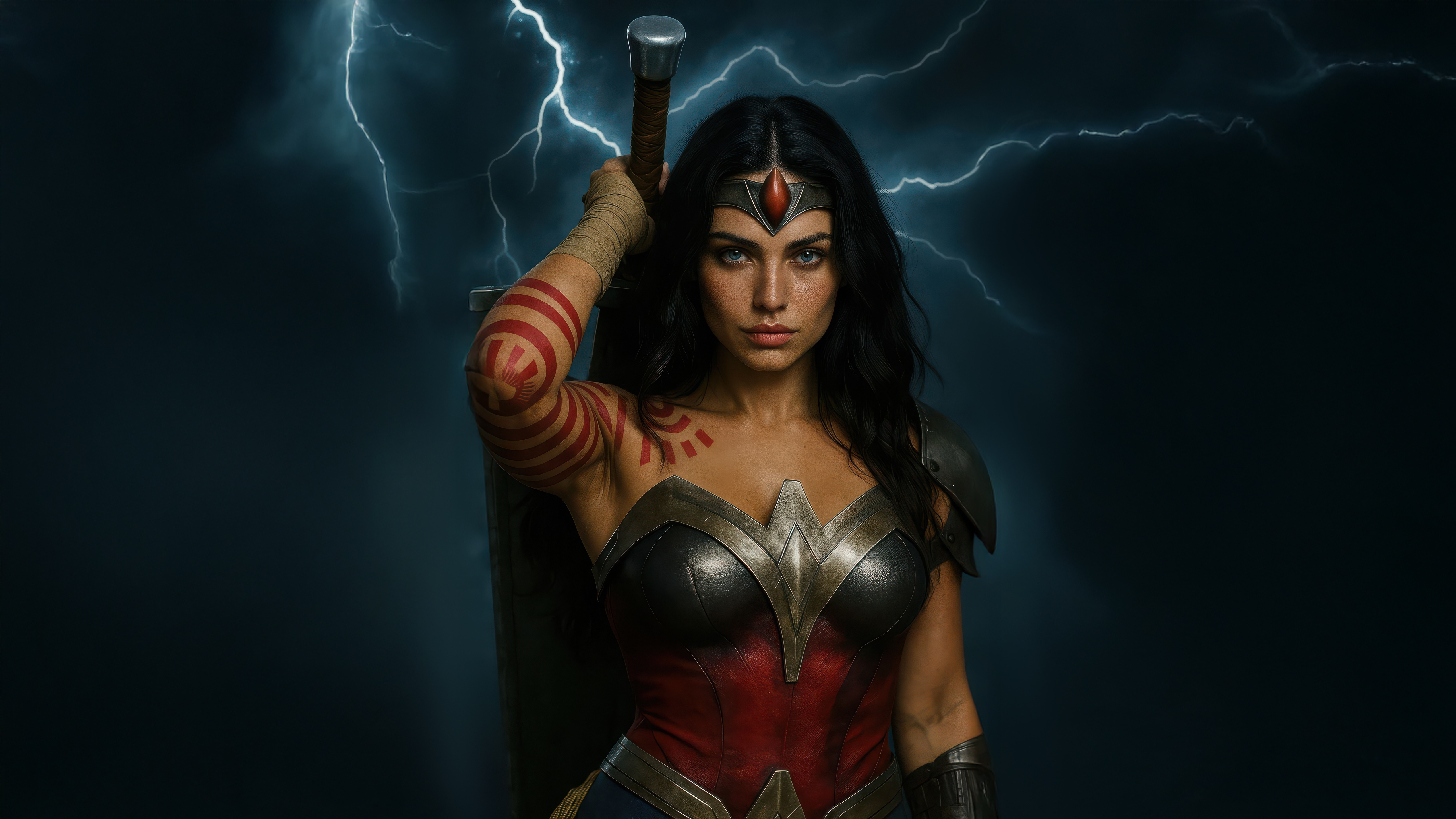 Wonder Woman with Sword and Lightning HD Wallpaper
