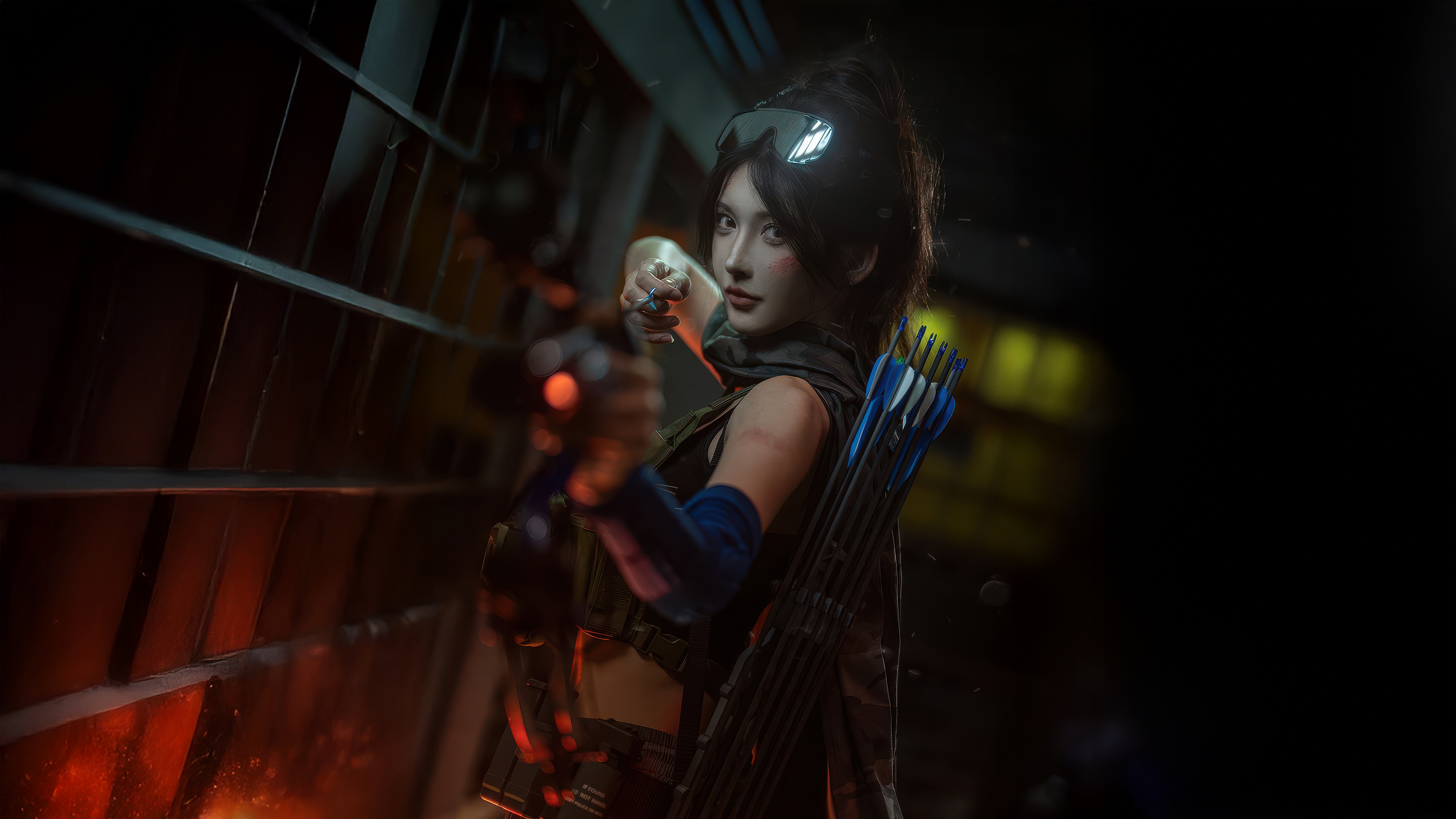 Delta Force Game Cosplayer with Bow and Arrows HD Wallpaper
