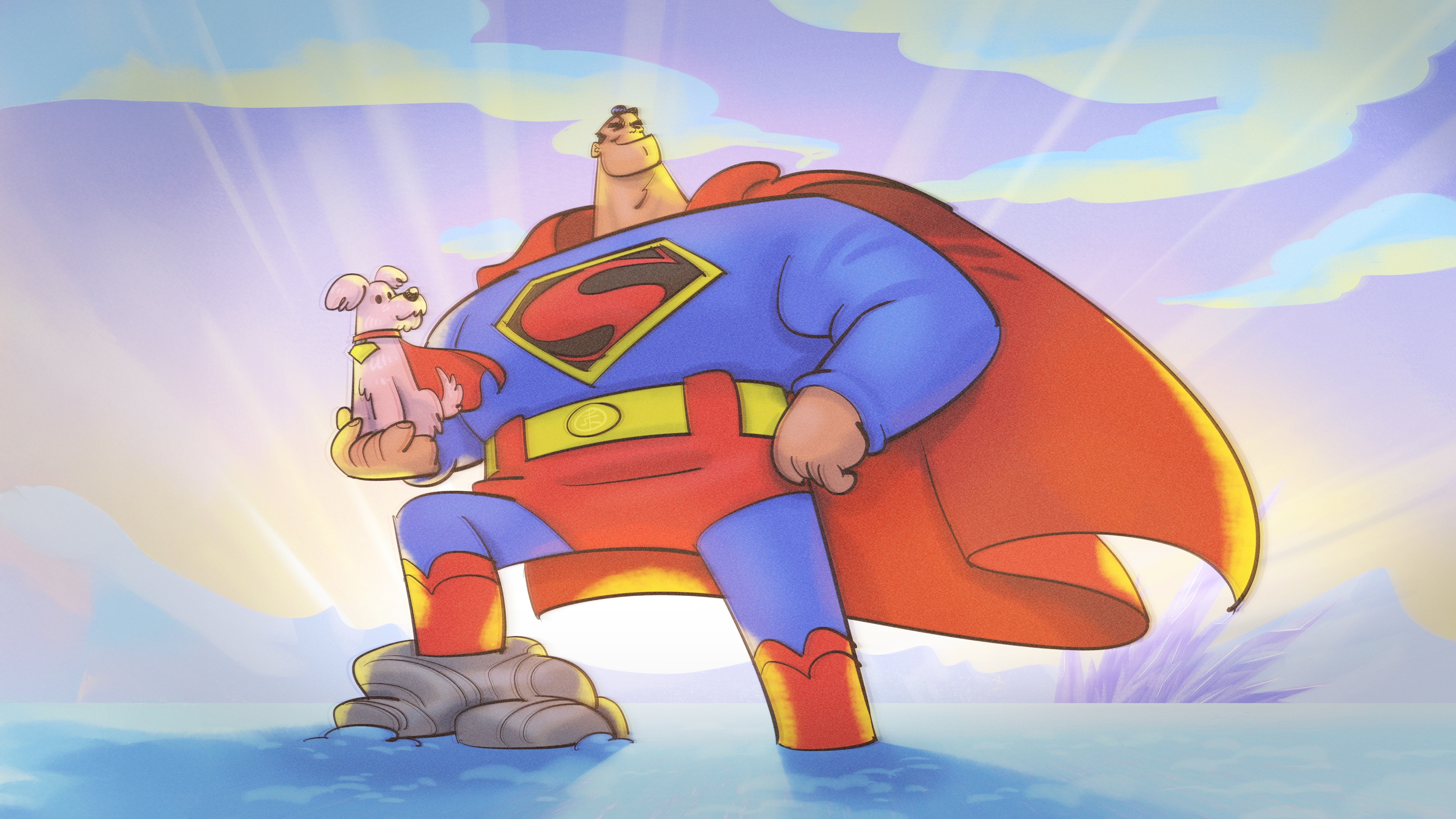 Superman and Krypto the Superdog sketch artwork HD Wallpaper