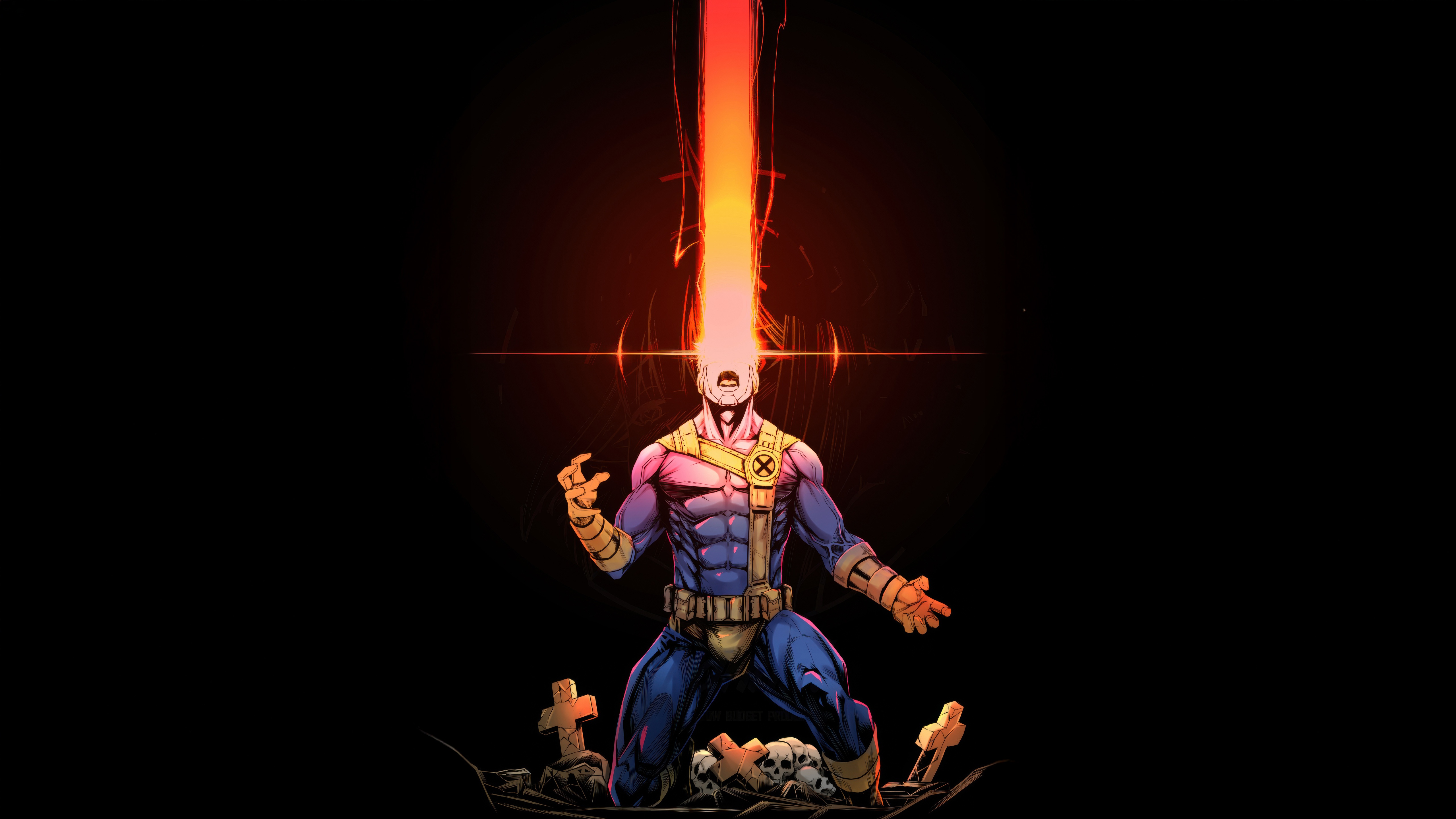 Cyclops unleashes optic blast amidst graves HD Wallpaper