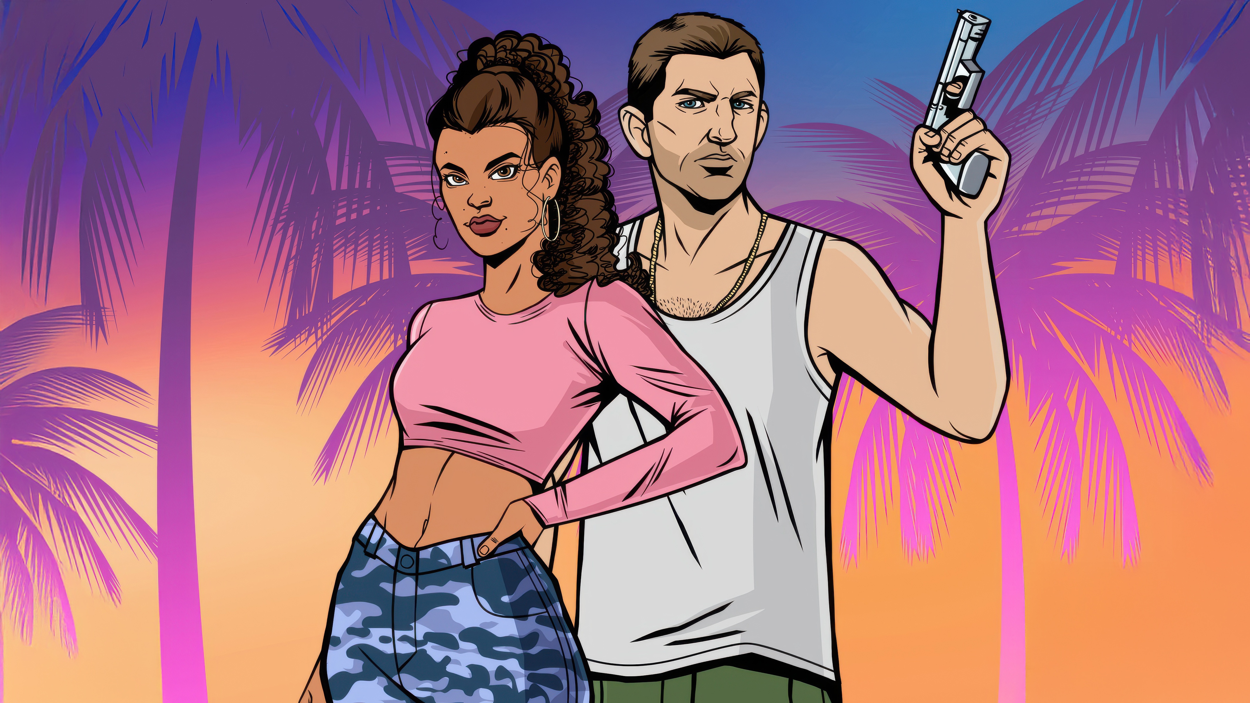 Jason and Lucia from GTA 6 HD Wallpaper
