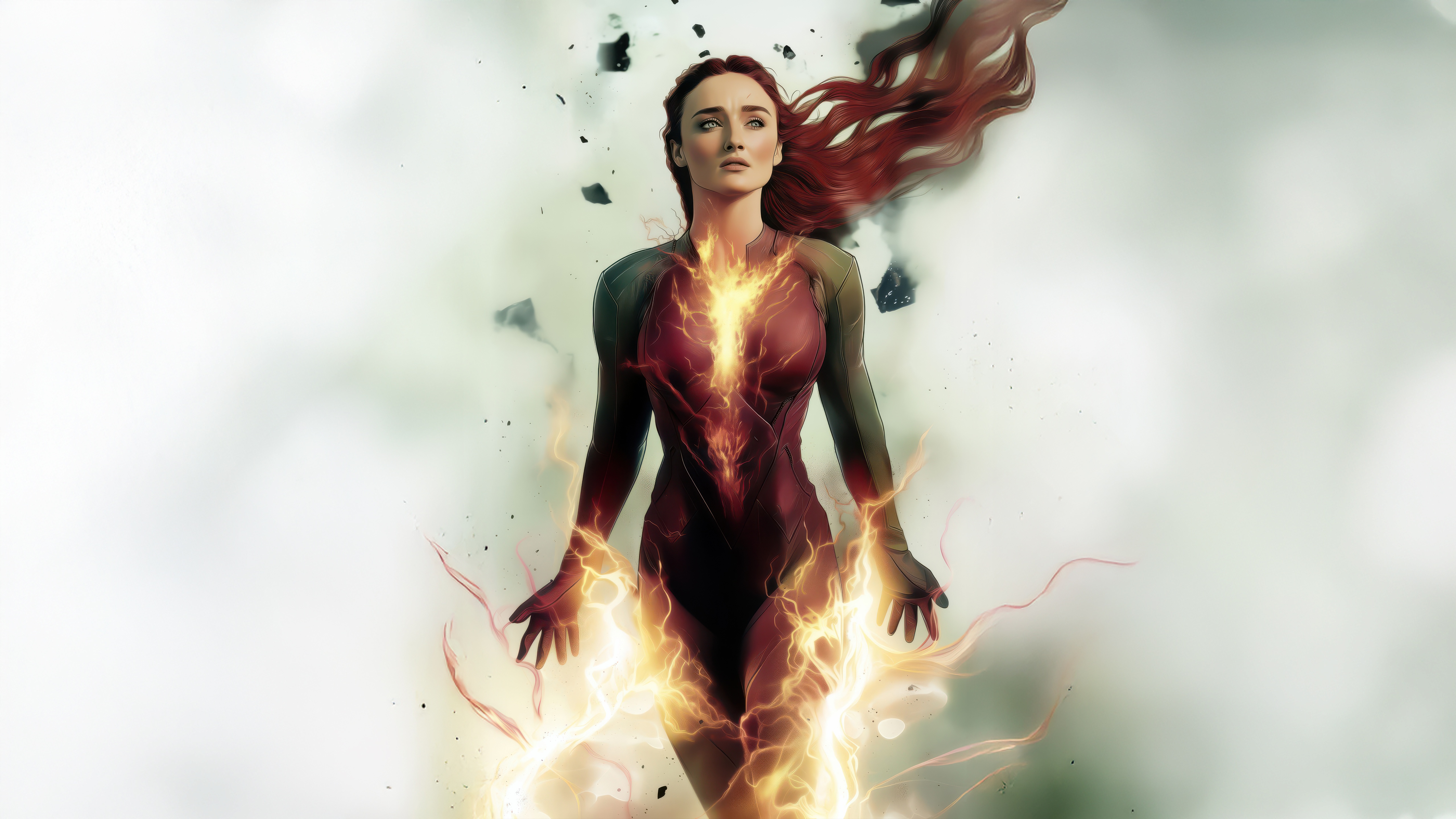 Jean Grey as Phoenix with fiery energy HD Wallpaper