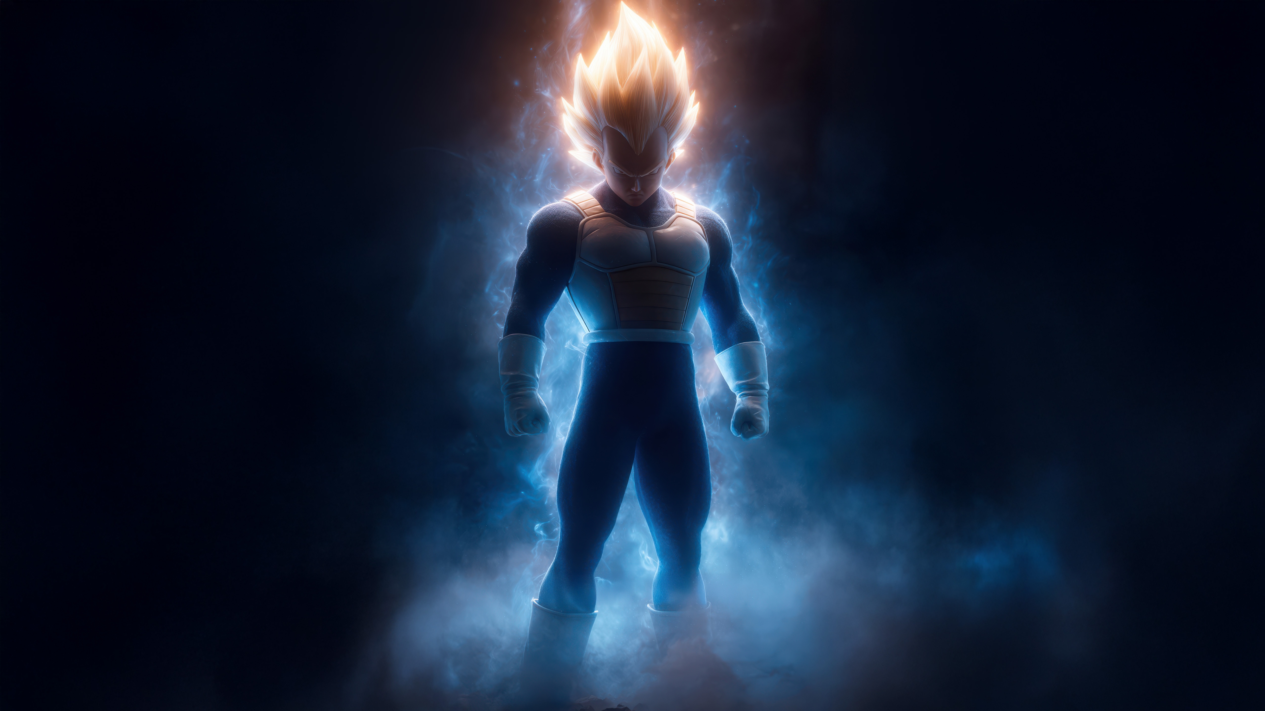 Vegeta in Super Saiyan Blue with blue aura HD Wallpaper