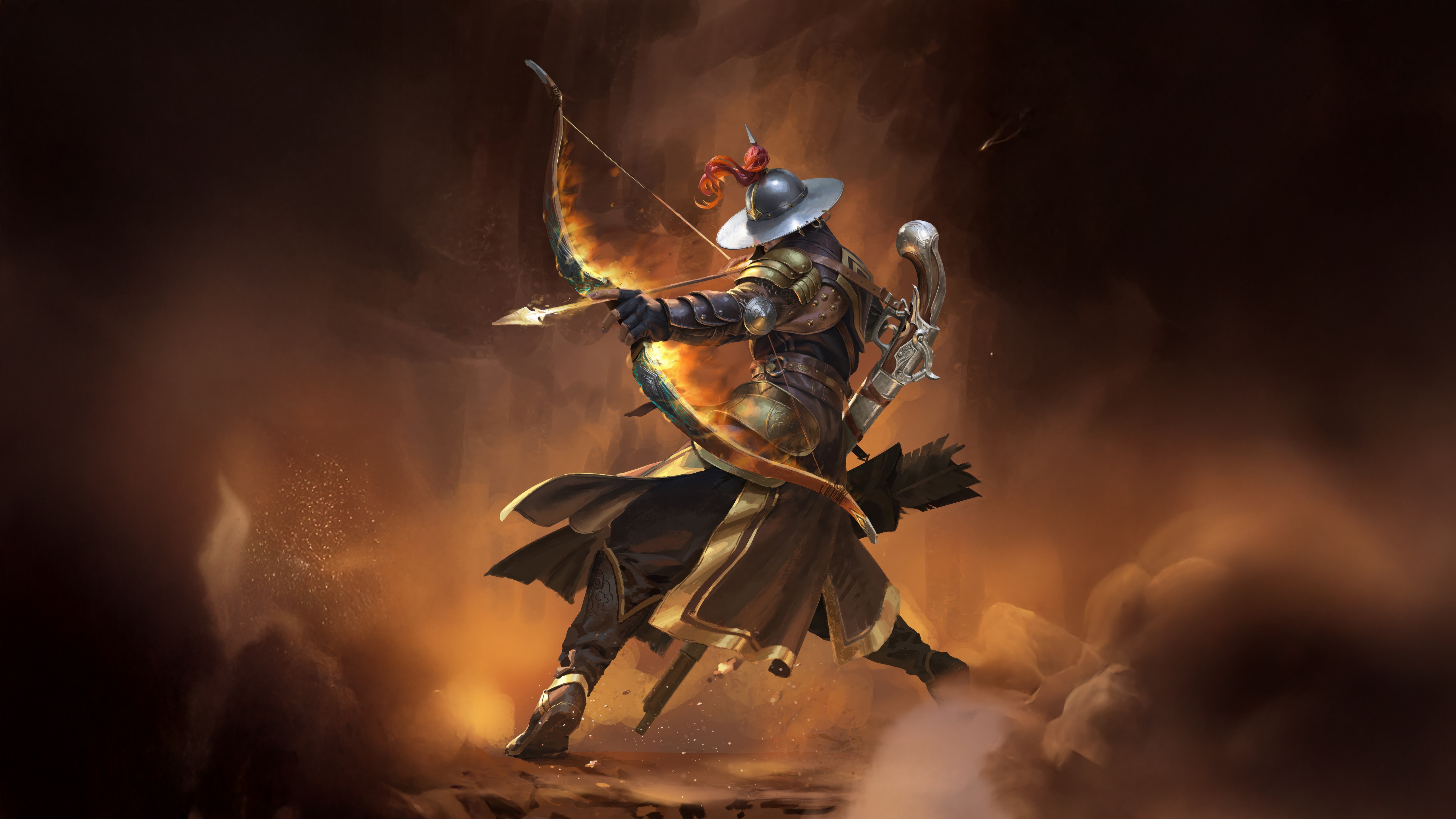 Legendary Archer In Battle Stance HD Wallpaper