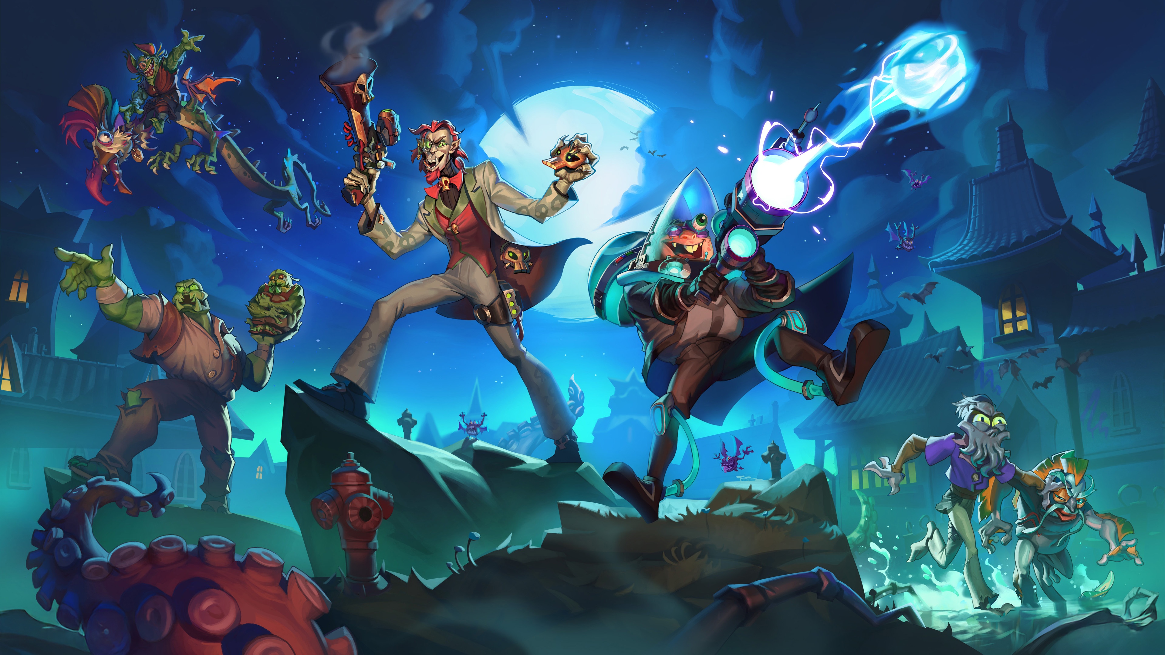 Twerpville Game Characters with Spooky Background HD Wallpaper