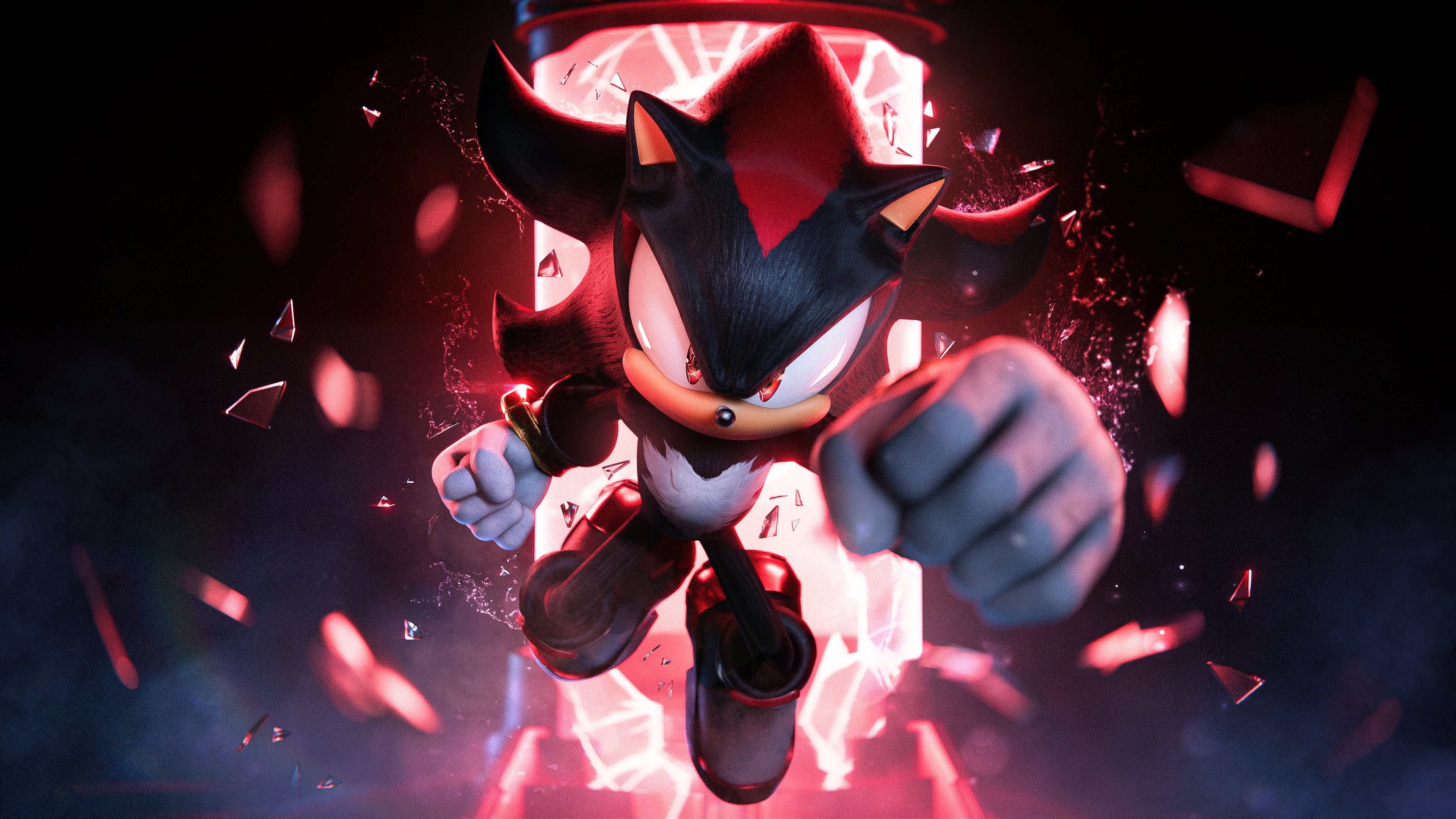 Shadow the Hedgehog breaking out of a containment unit HD Wallpaper