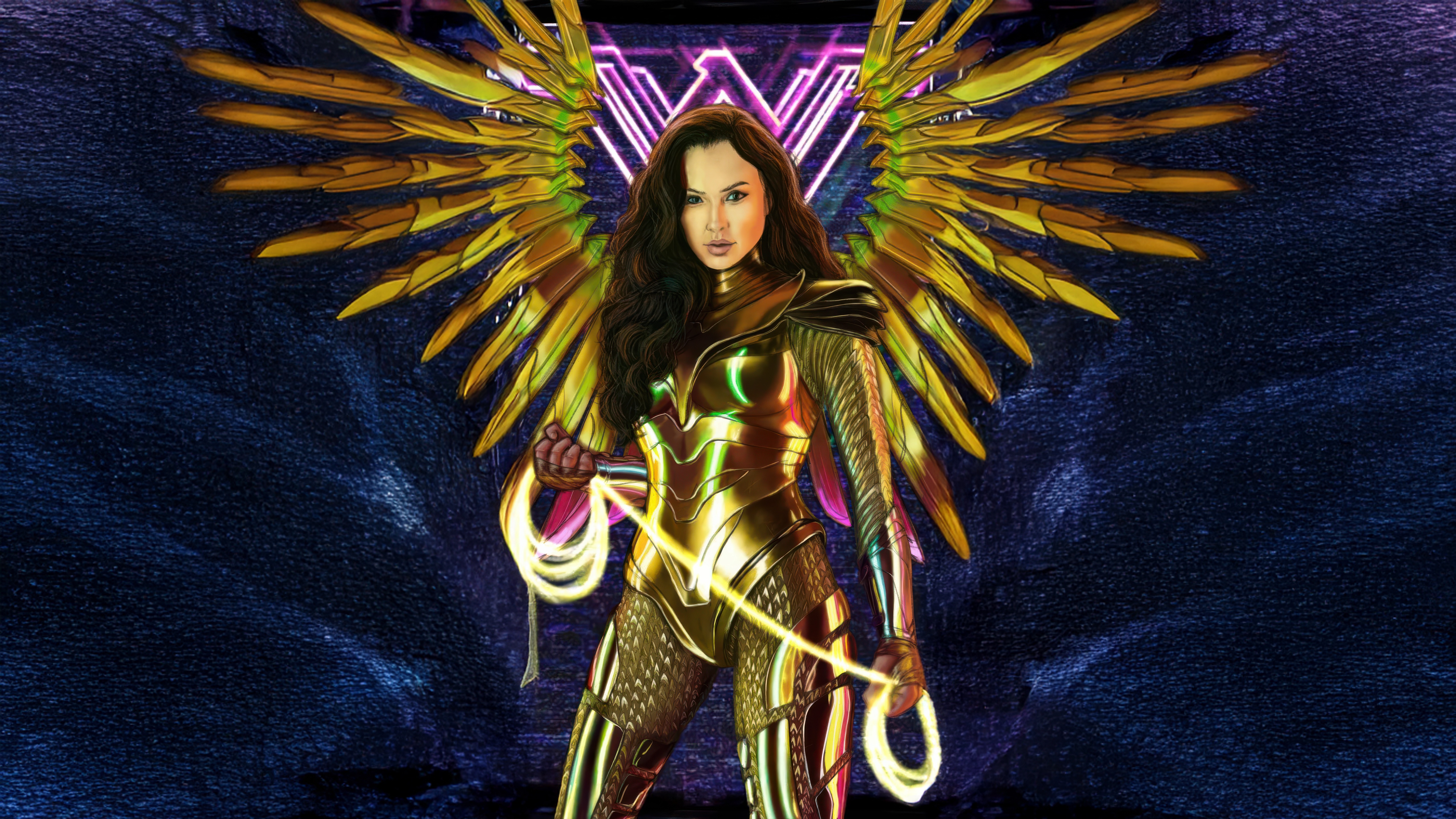 Wonder Woman with Golden Wings and Lasso HD Wallpaper