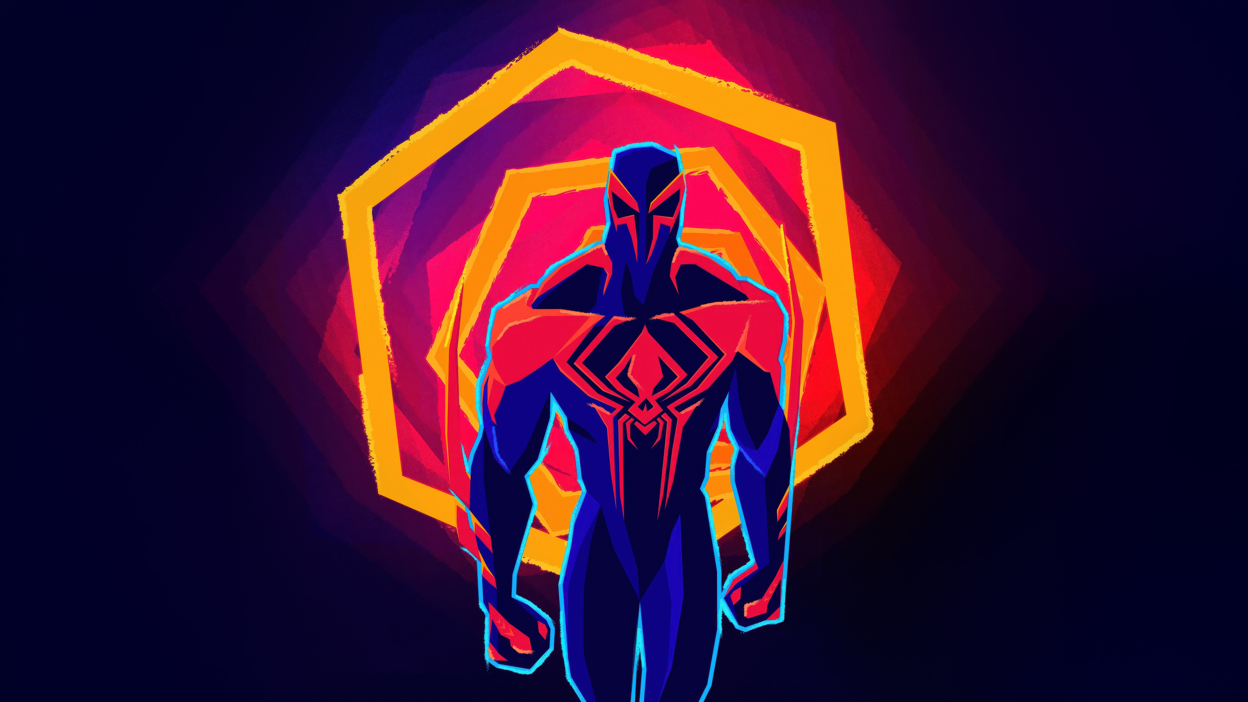 Spider-Man 2099 in front of a geometric portal HD Wallpaper