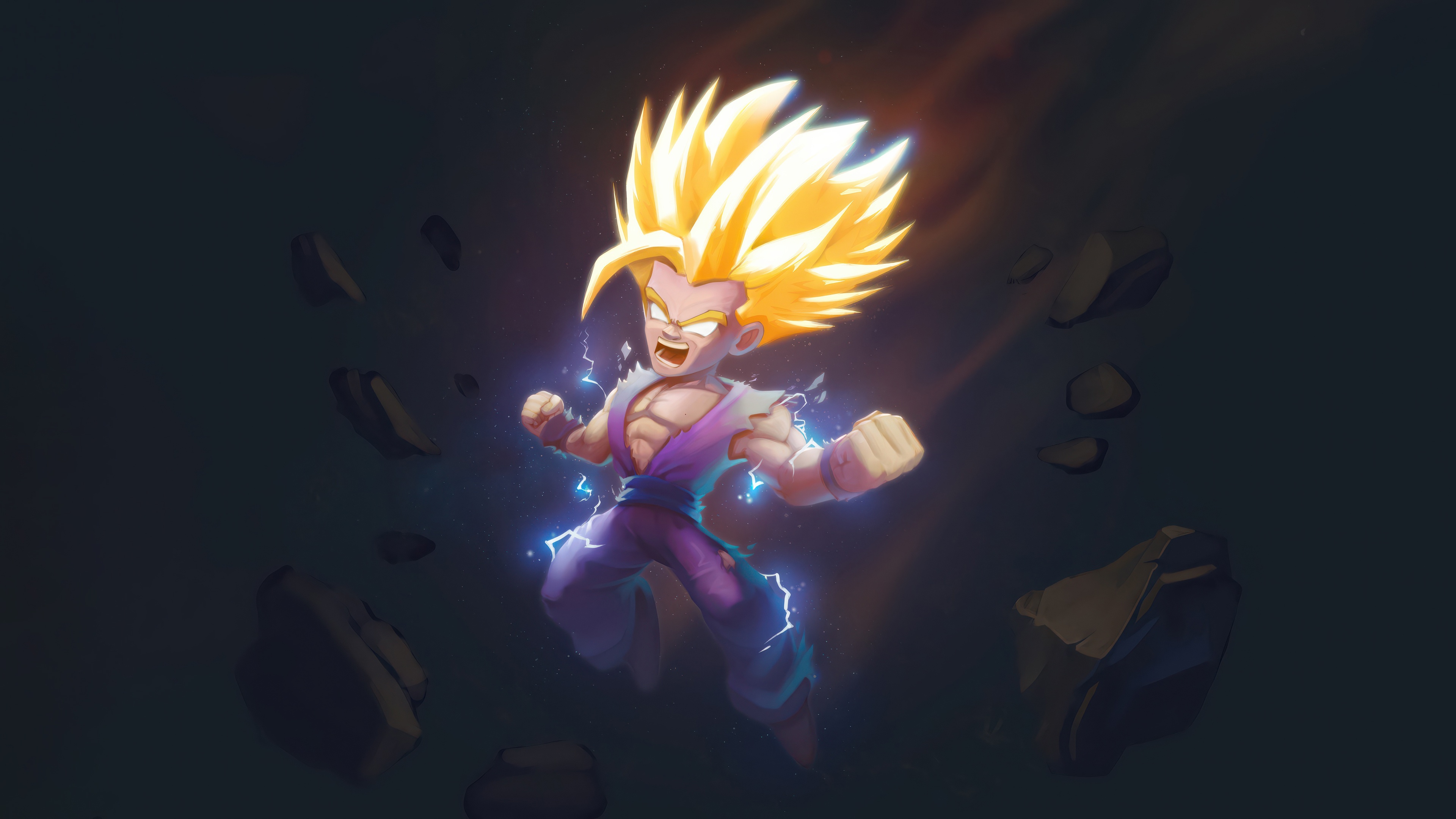 Gohan in Super Saiyan form with lightning HD Wallpaper