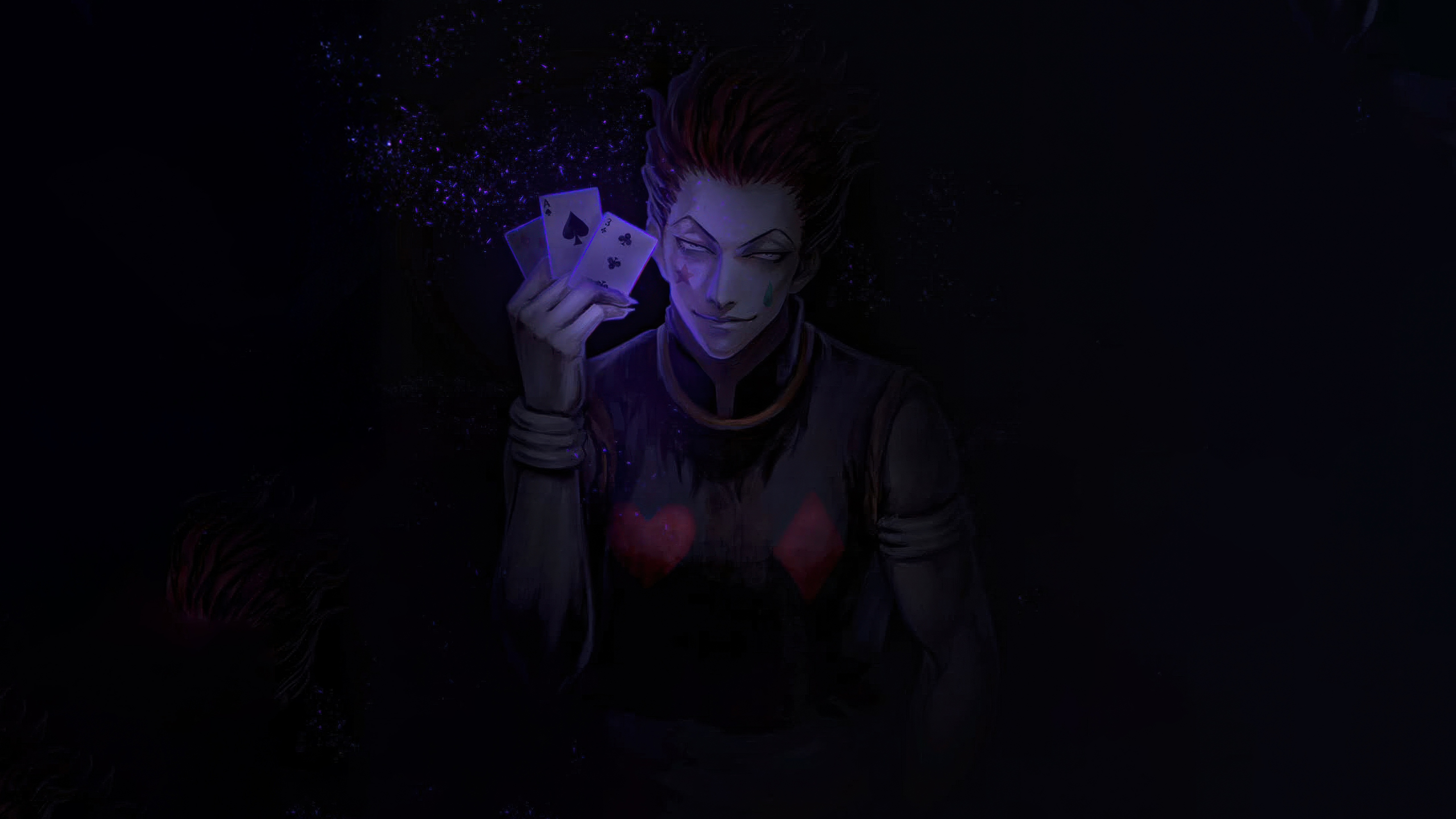 Hisoka Morow holding playing cards HD Wallpaper