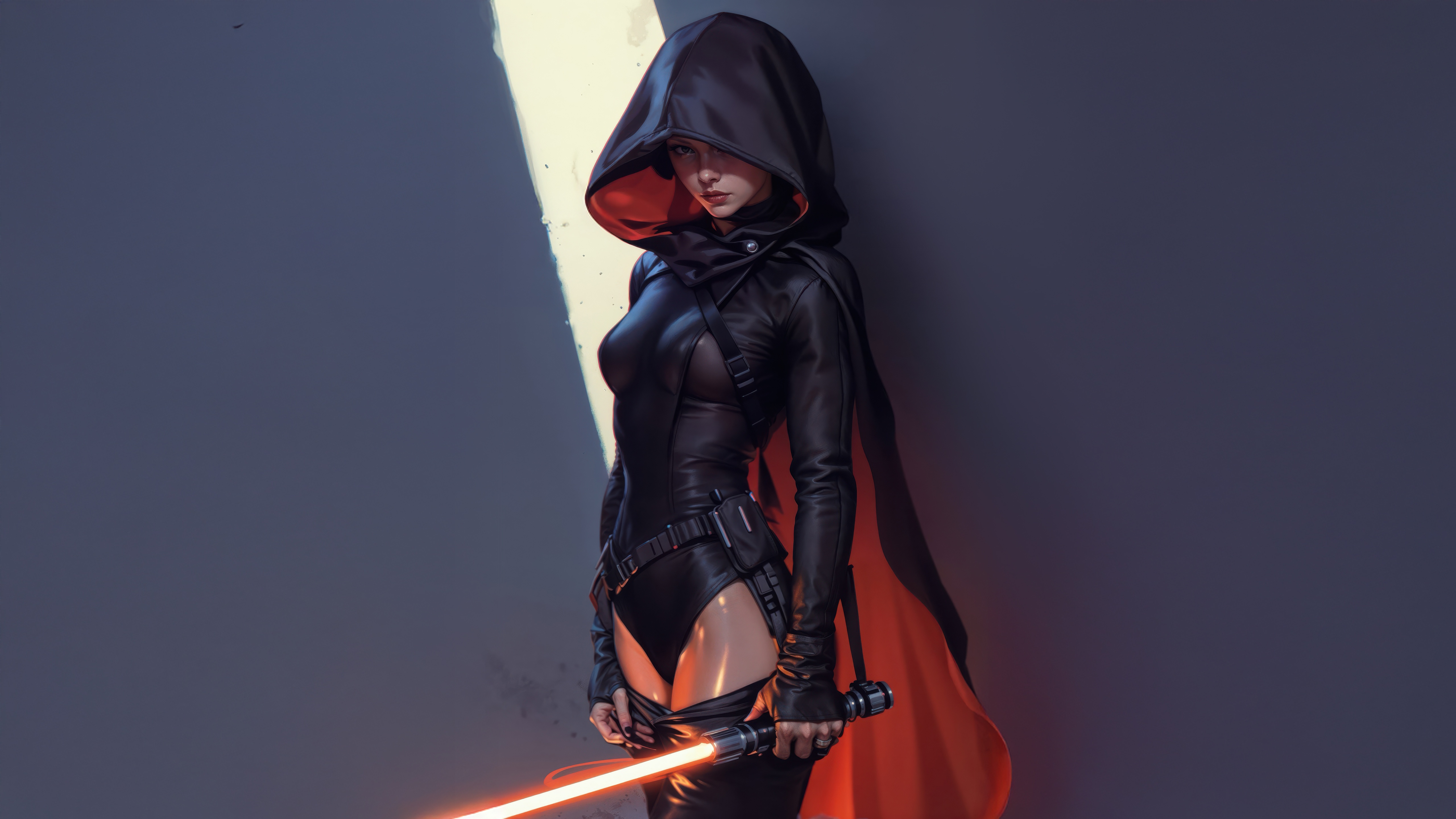 Star Wars Dark Vengeance Hooded Woman with Lightsaber HD Wallpaper