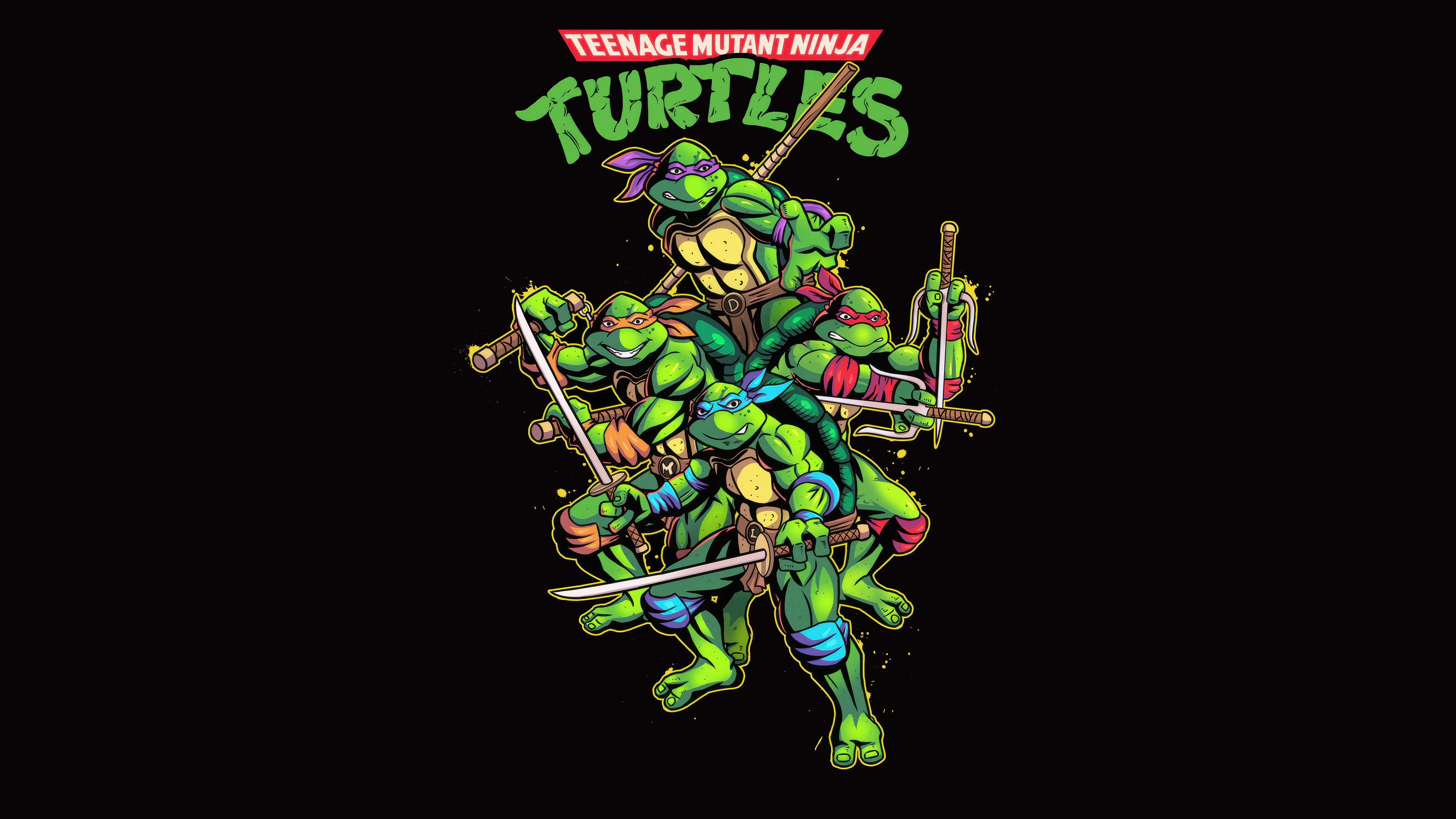Teenage Mutant Ninja Turtles stacked together HD Wallpaper
