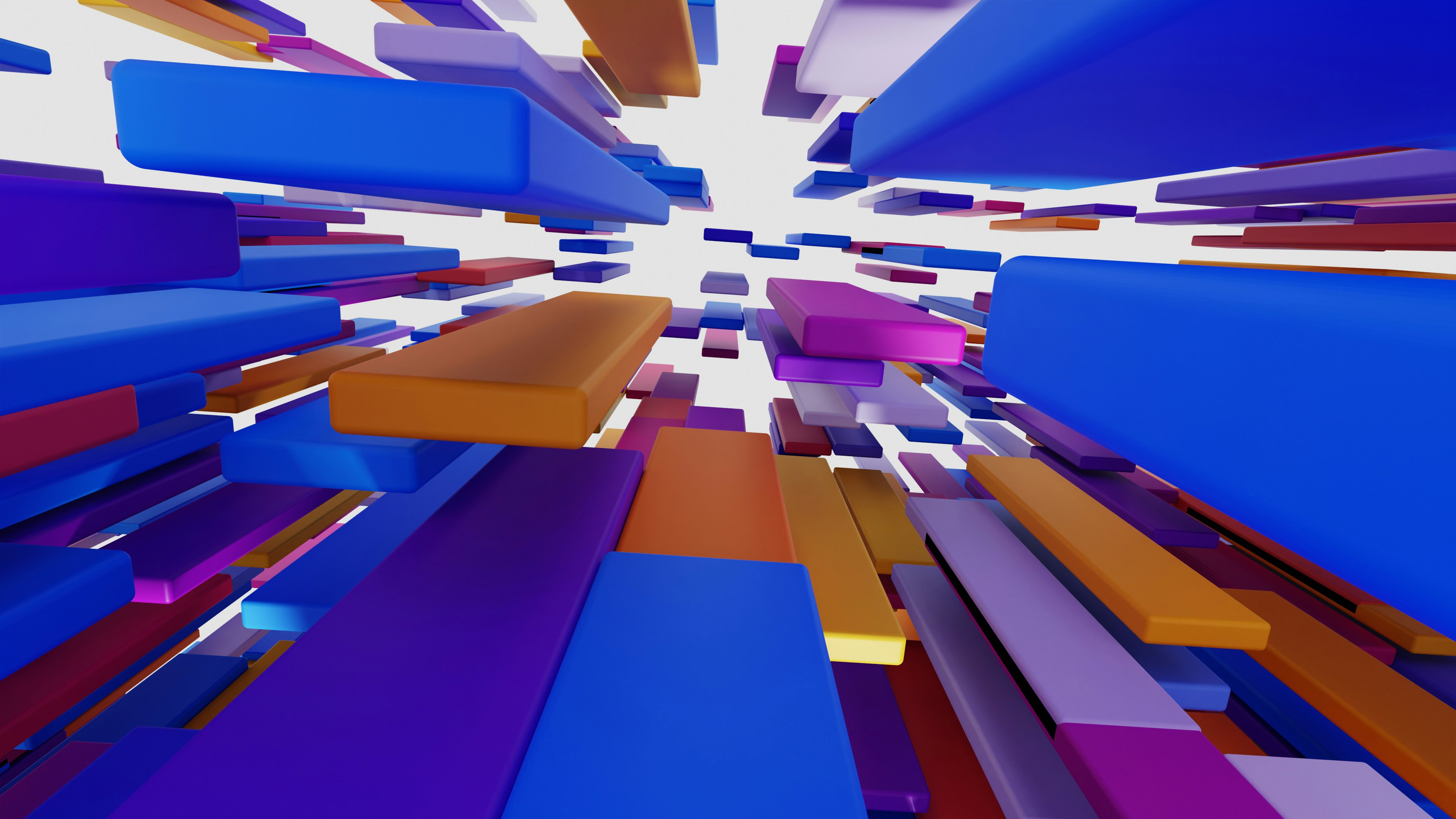Colorful 3D Blocks Array Floating in Space HD Wallpaper