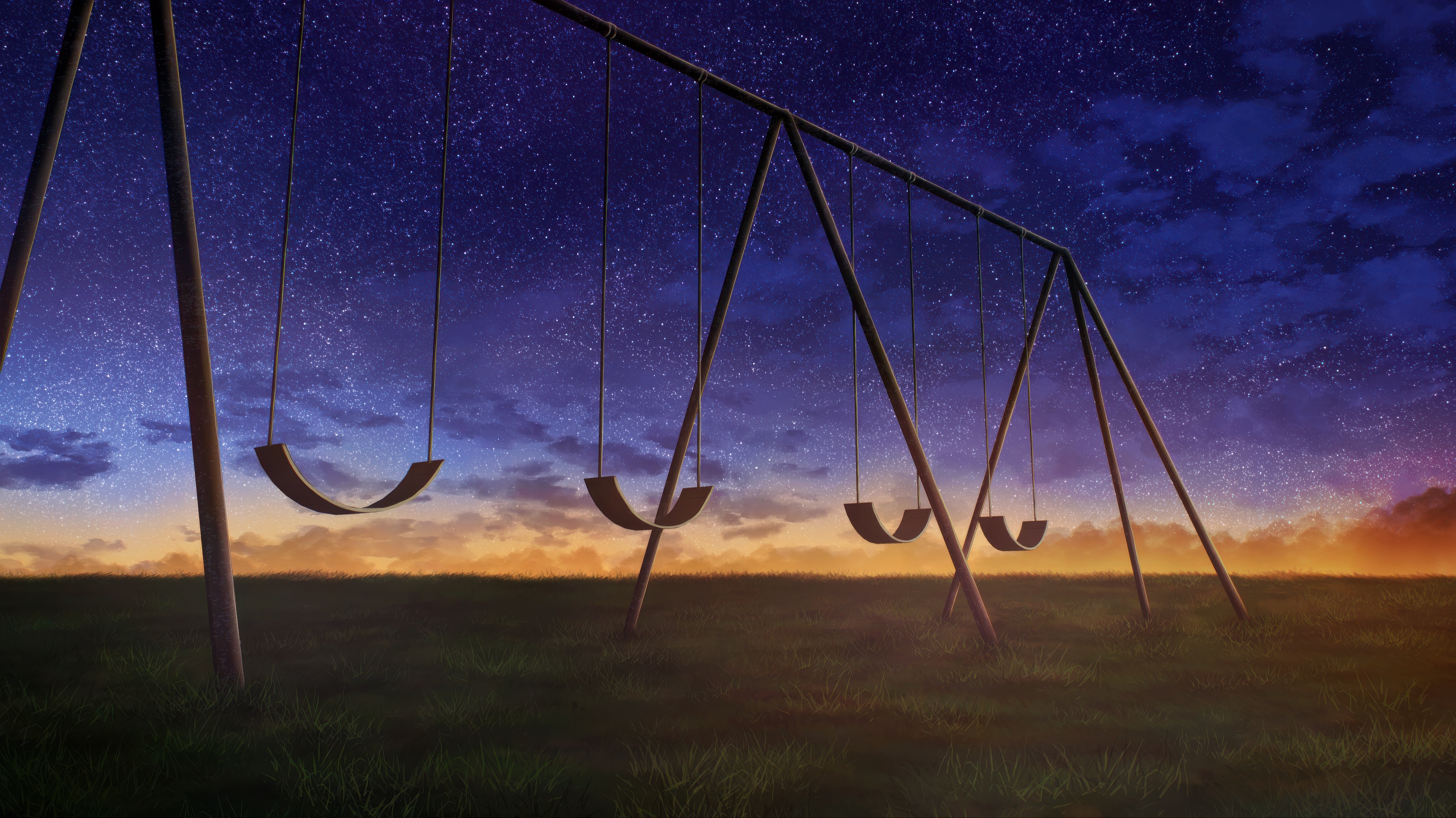Starry Night Swings in a Field HD Wallpaper