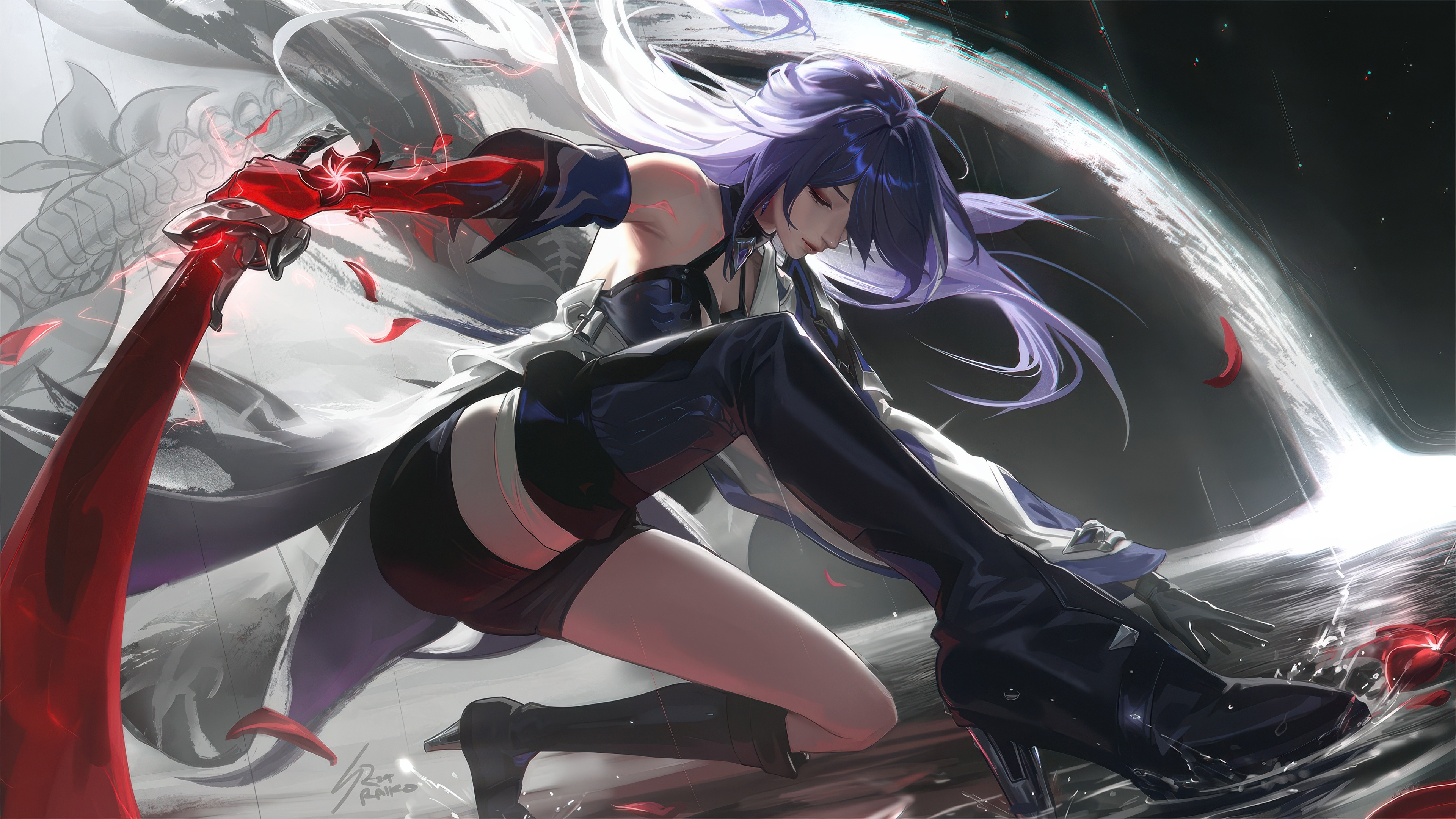 Acheron from Honkai Star Rail in action HD Wallpaper