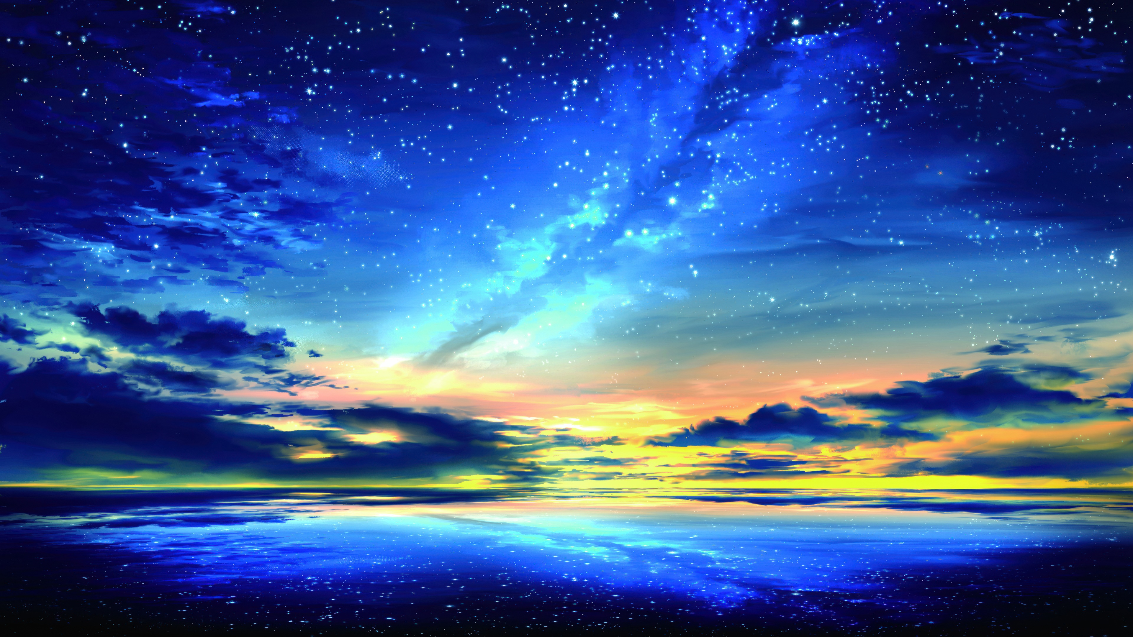 Stellar Sunset Seascape Where Stars Meet The Waves HD Wallpaper