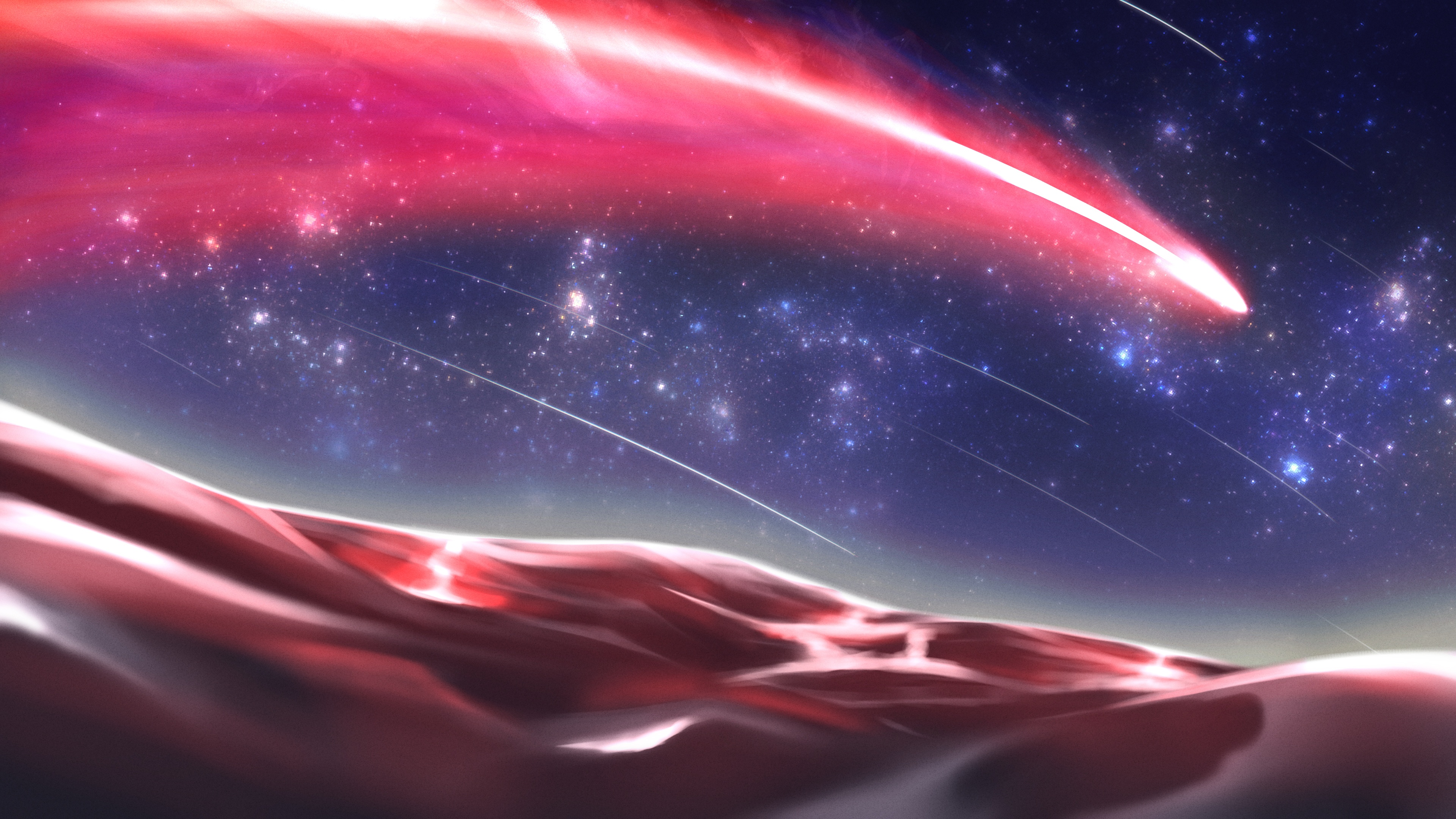 Red Planet with Cosmic Landscape and Comet HD Wallpaper