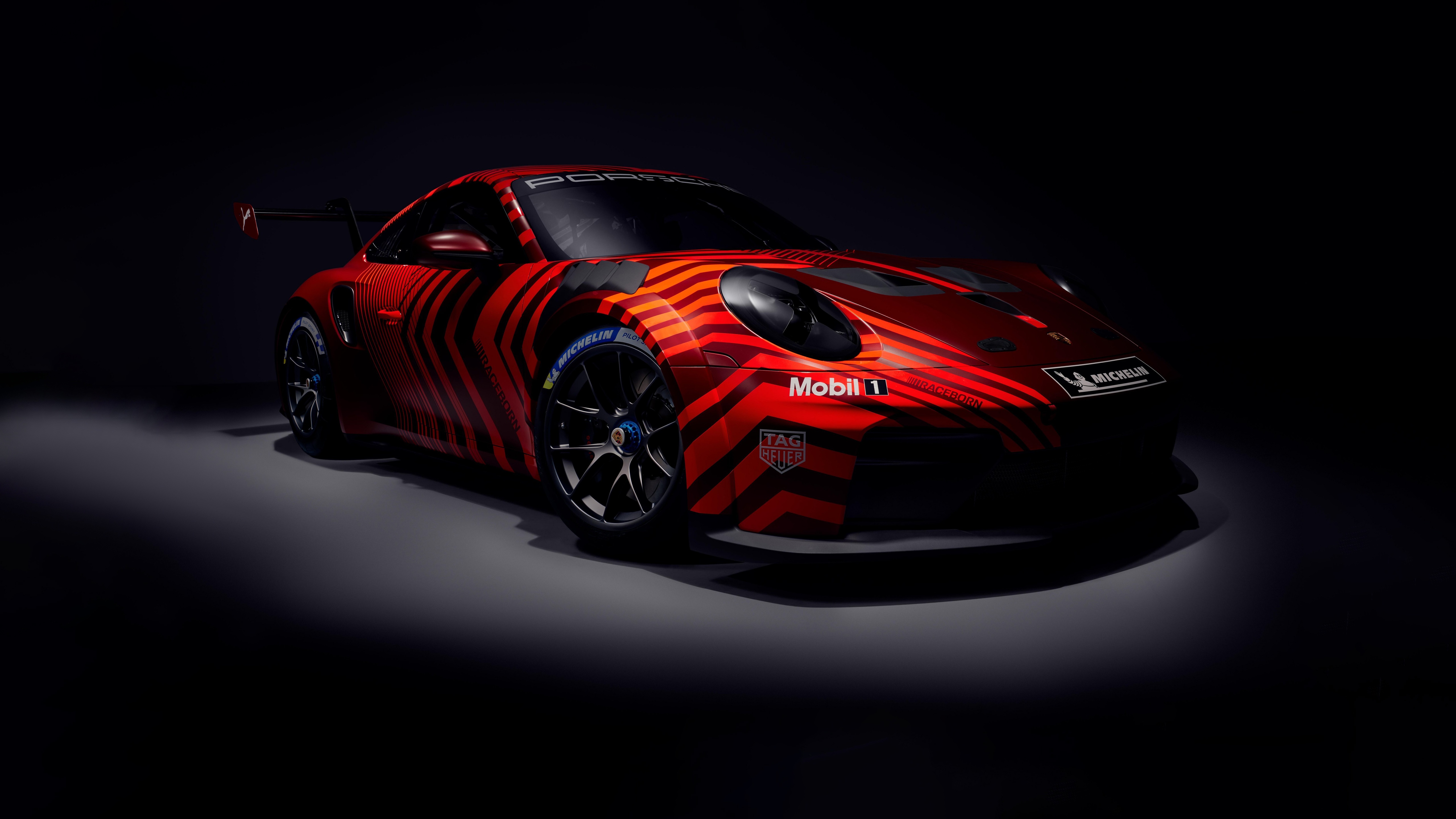 Red Porsche 911 Cup car with racing decals HD Wallpaper