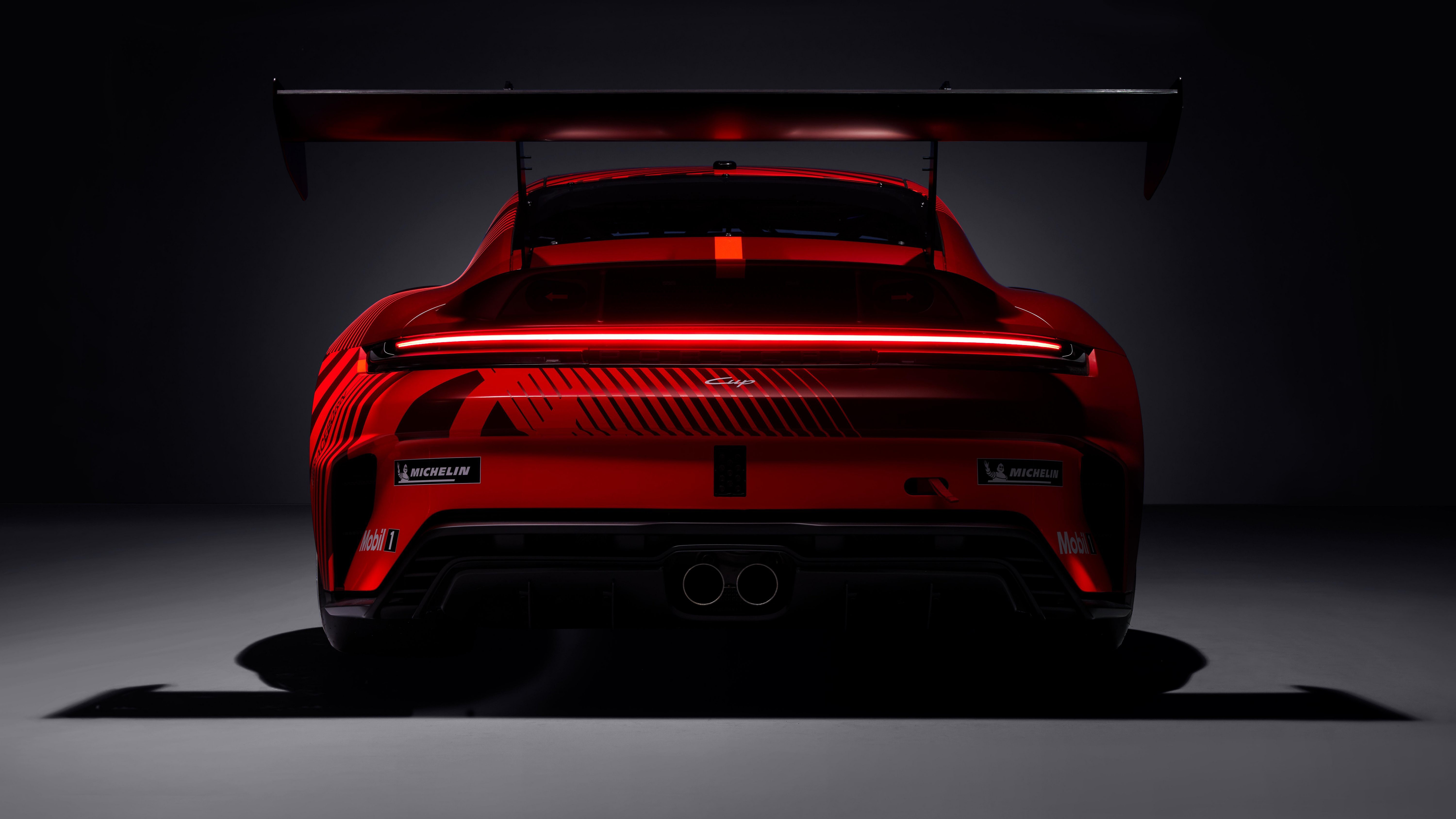 Red 2026 Porsche 911 Cup Race Car Rear View HD Wallpaper