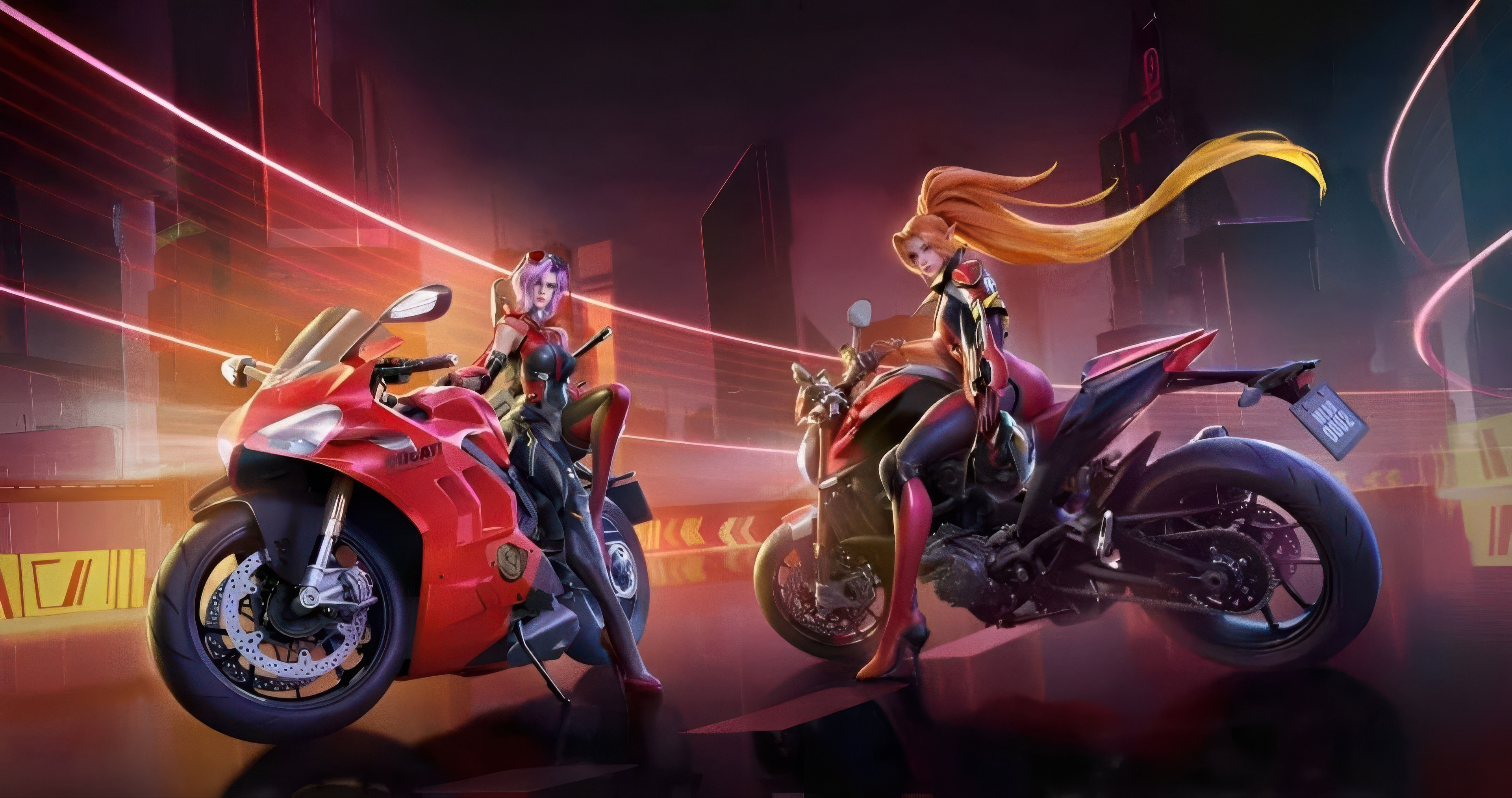 Mobile Legends Bang Bang X Ducati: Two Women on Motorcycles HD Wallpaper