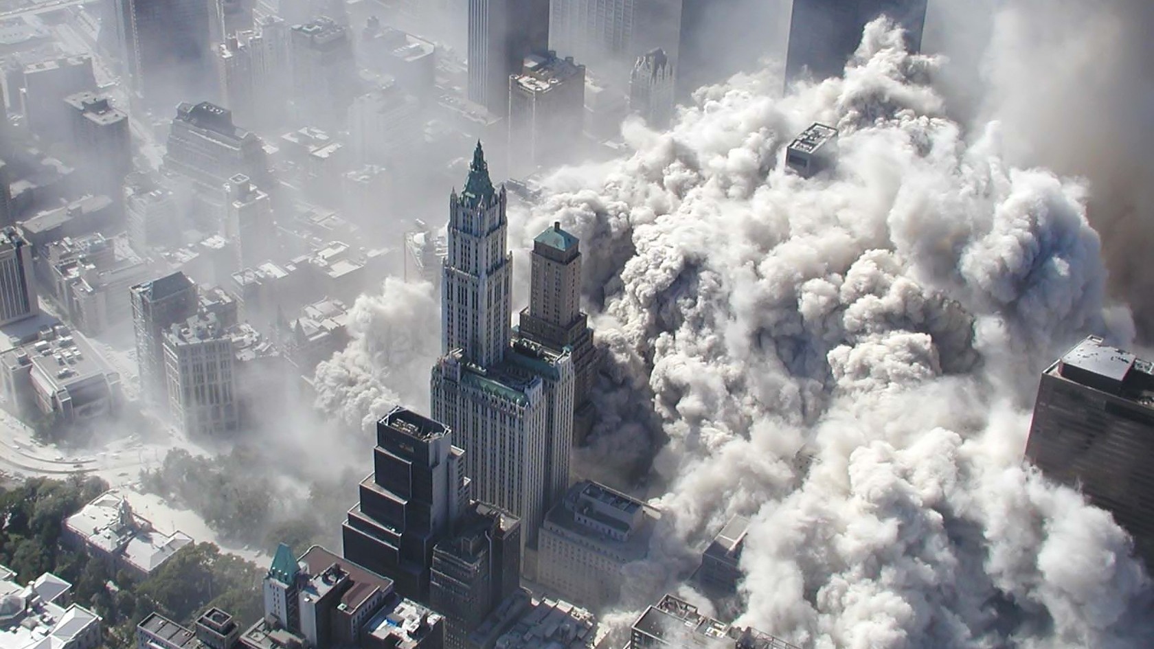 9/11 Twin Towers disaster with smoke and dust HD Wallpaper