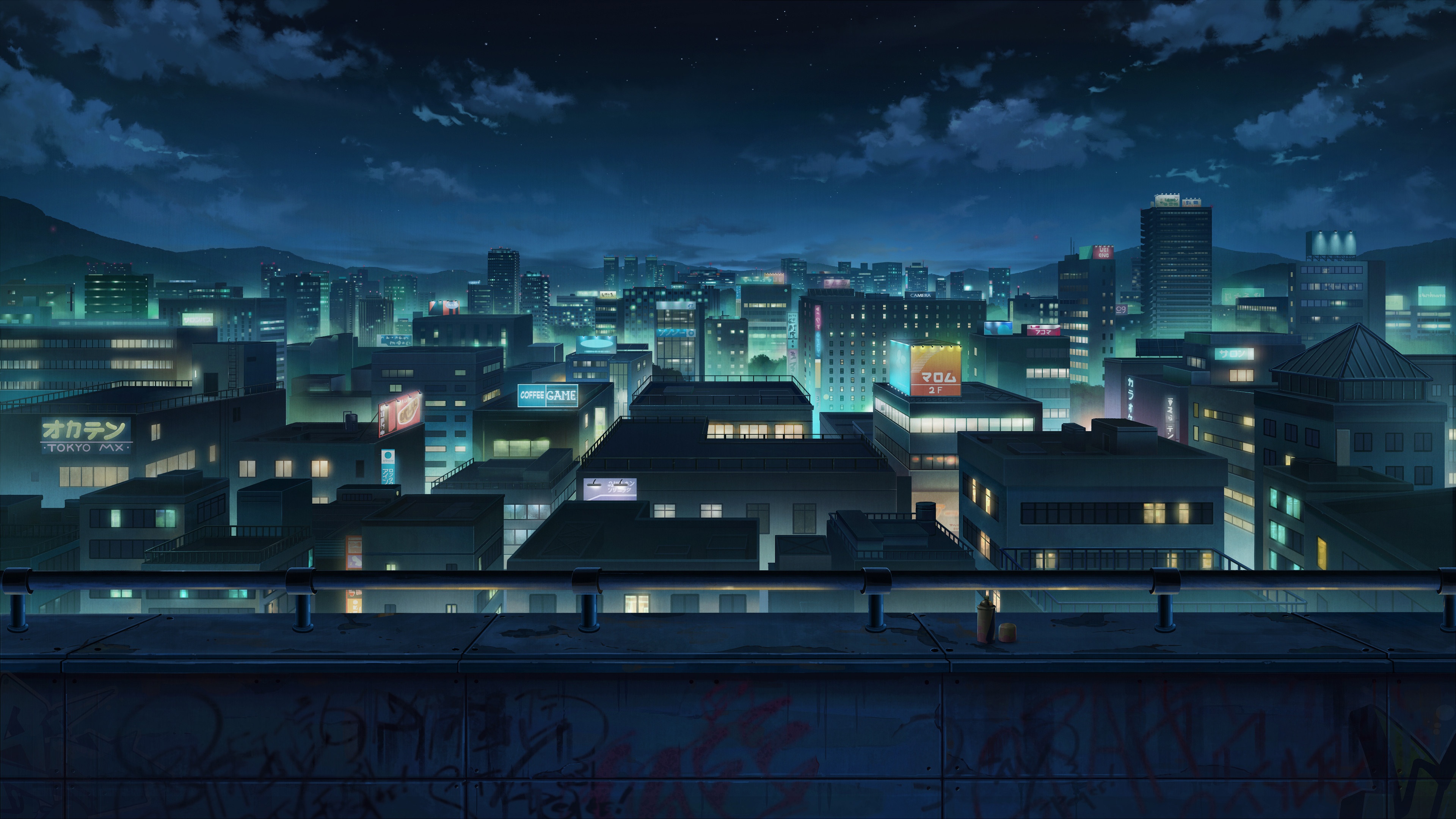 Tokyo Night Cityscape Anime HD Wallpaper