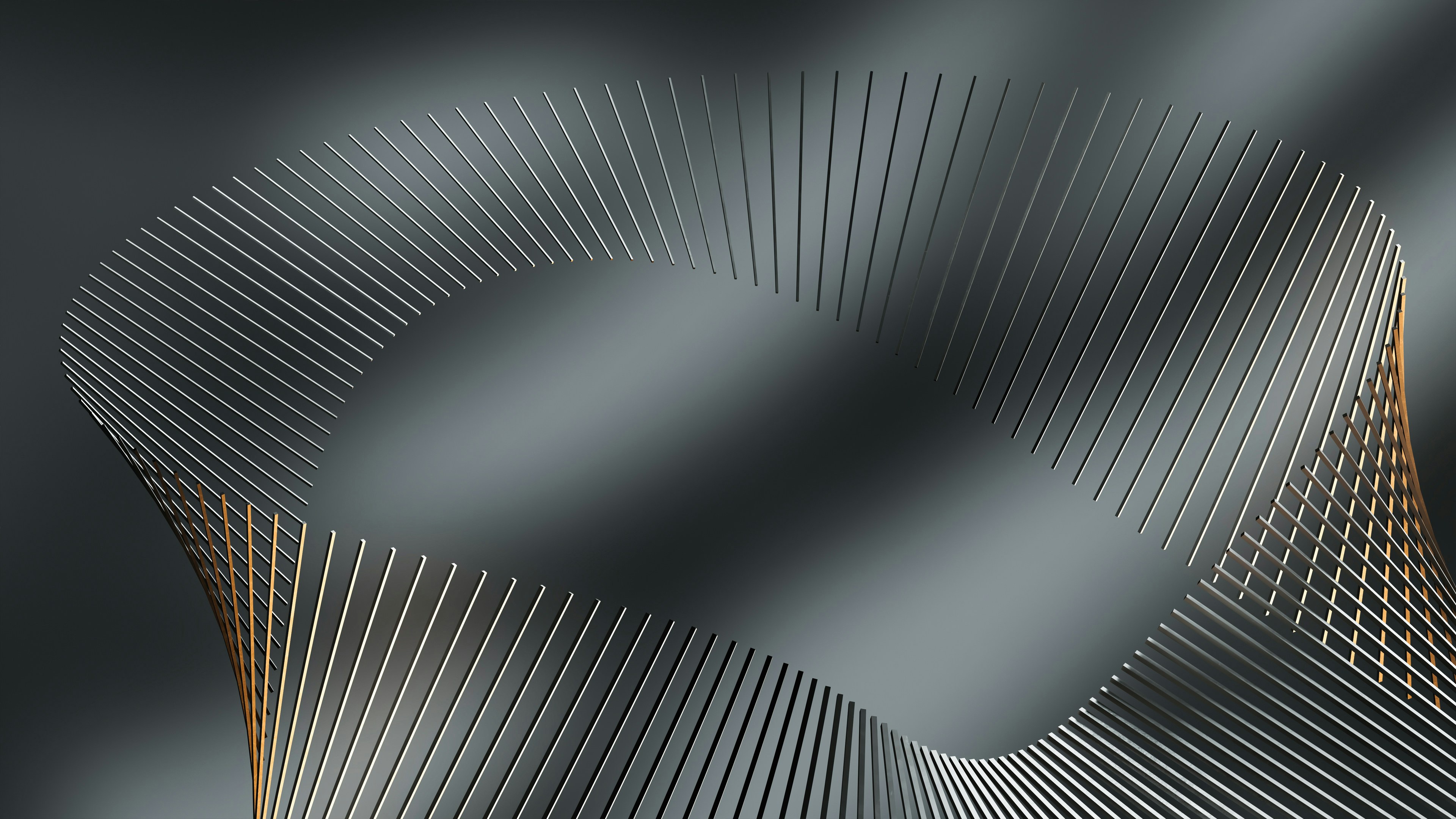 Black and gold wavy lines abstract HD Wallpaper