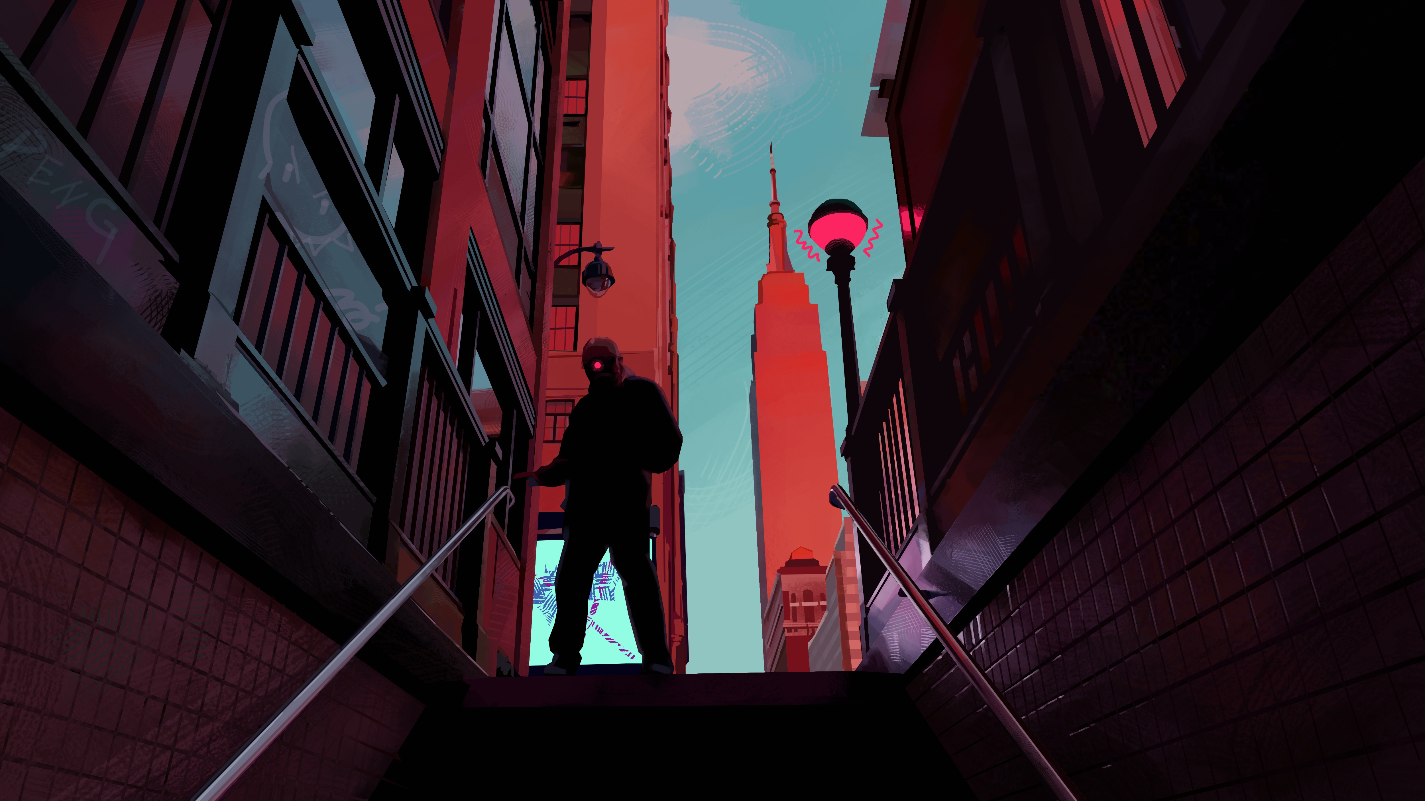 Empire State Building Through The Streets HD Wallpaper