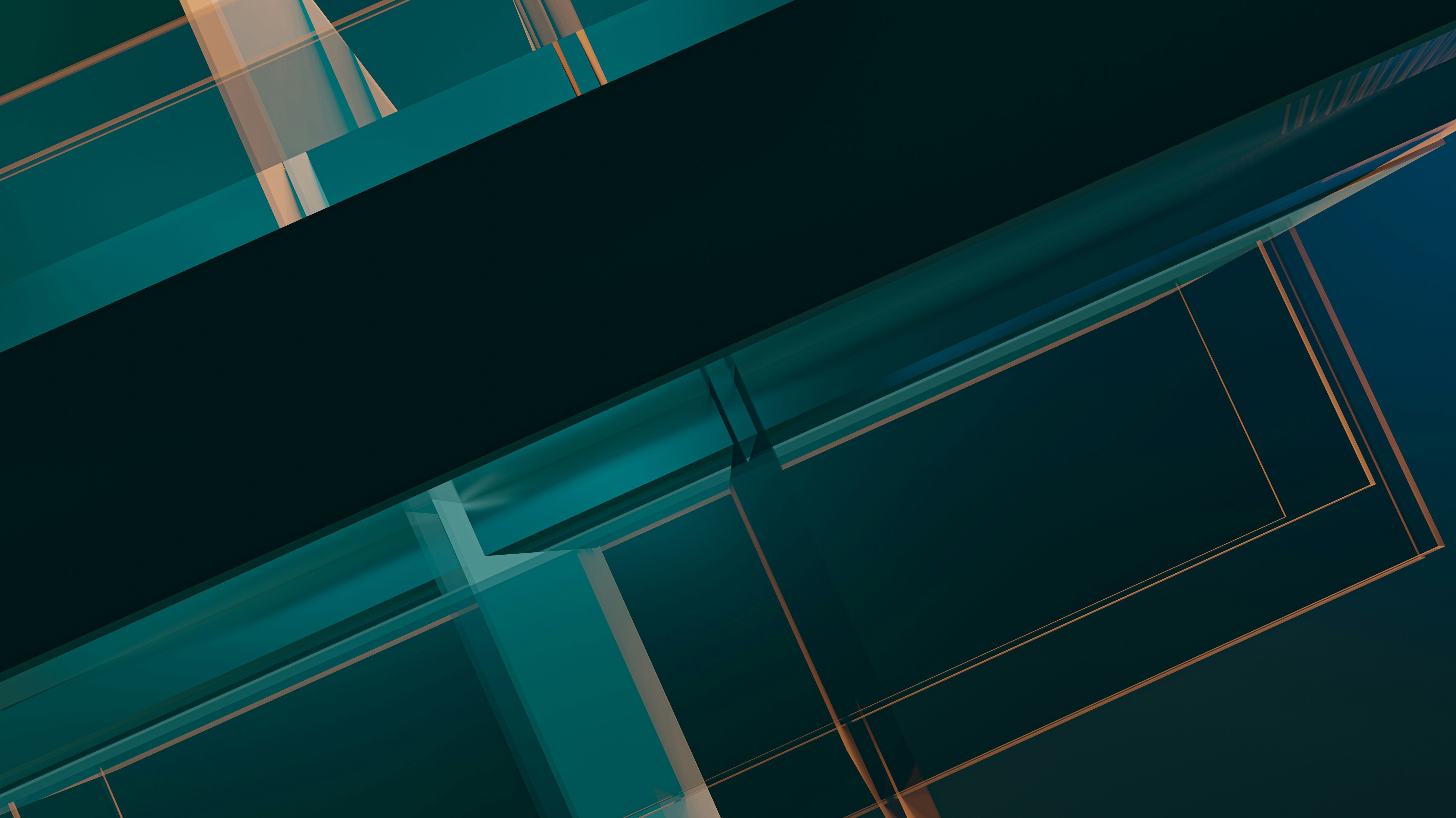Abstract geometric shapes with teal and gold accents HD Wallpaper
