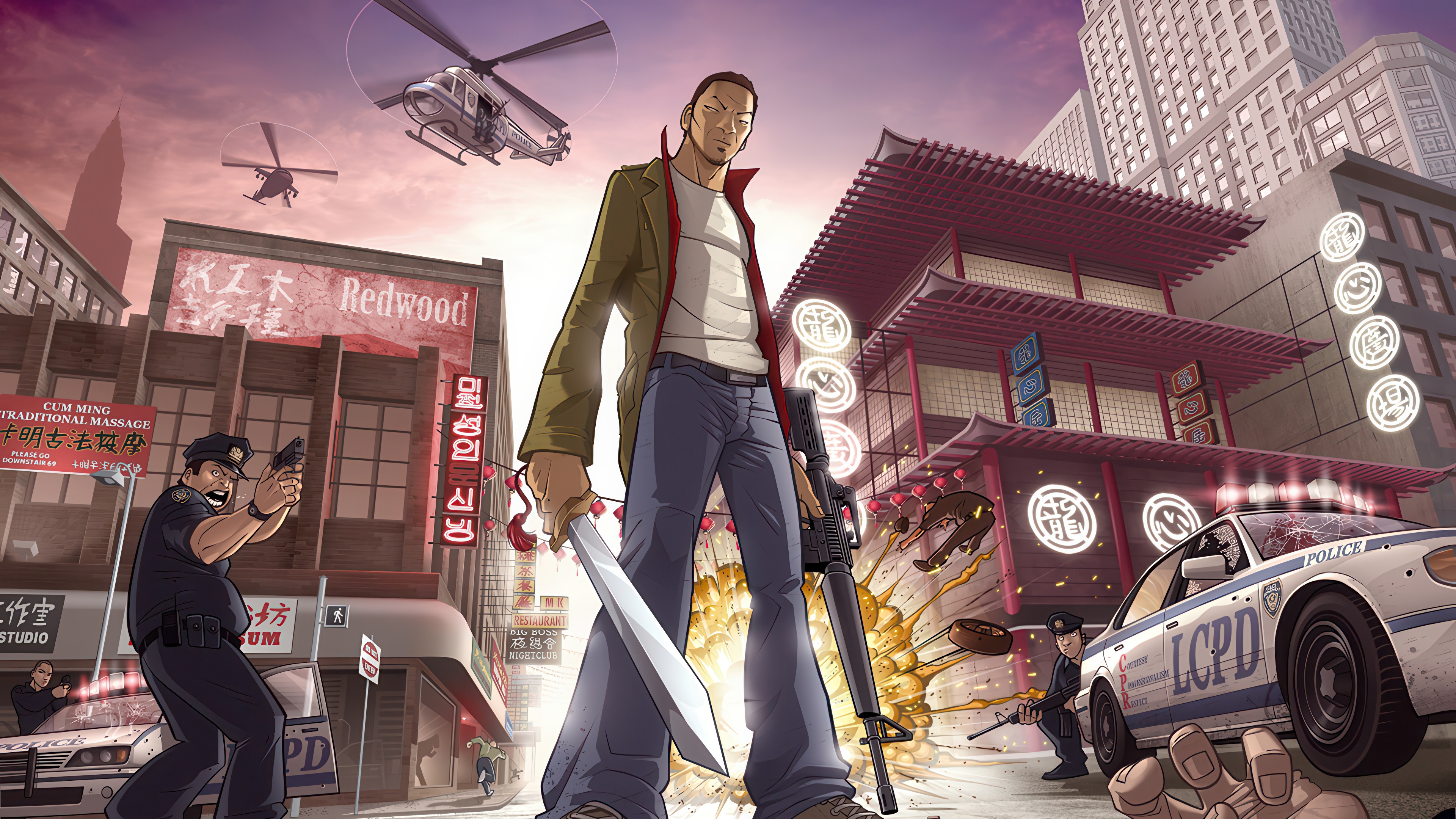 Grand Theft Auto Chinatown Wars Action Scene HD Wallpaper