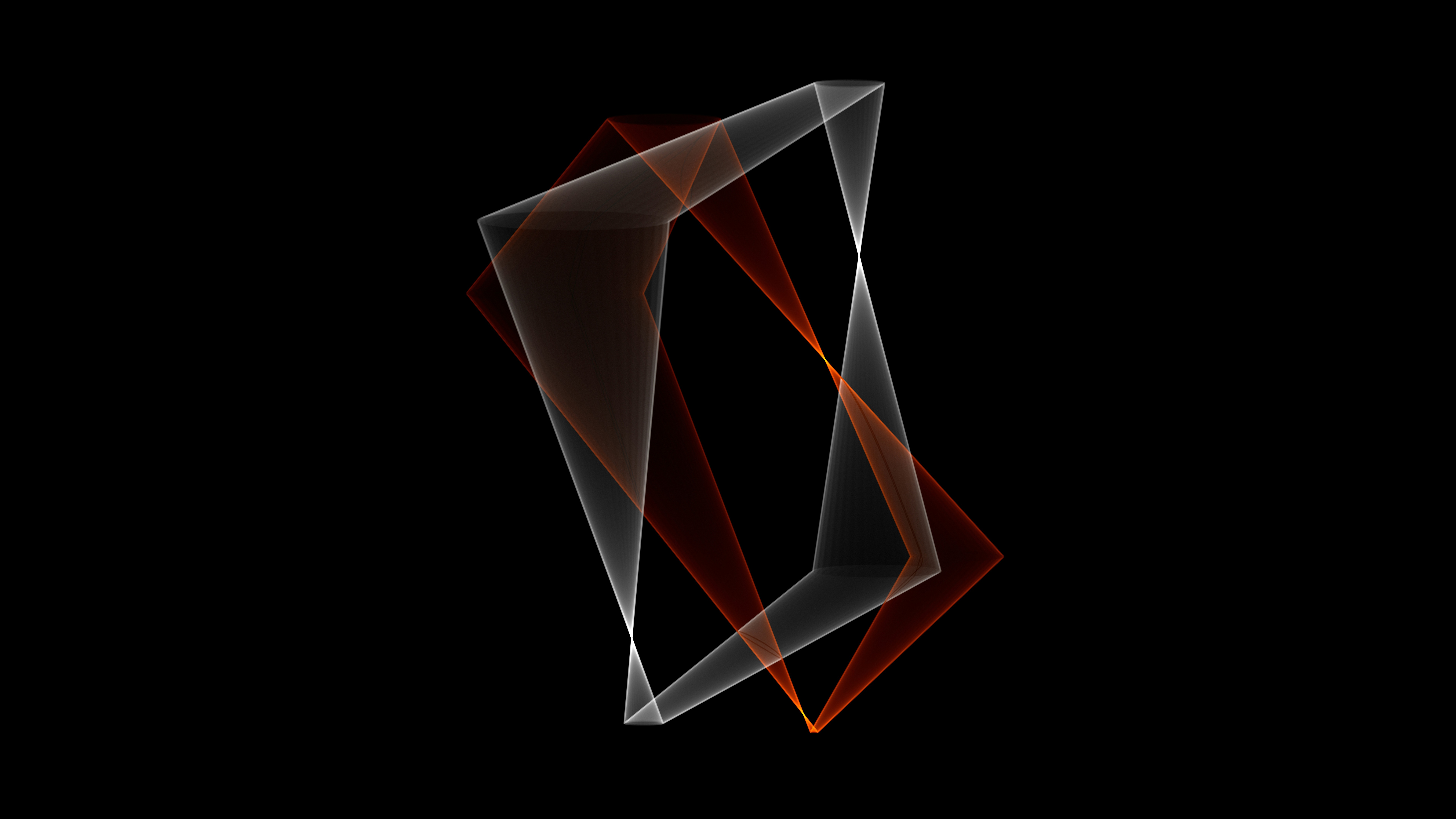 Red and white geometric shapes on black background HD Wallpaper