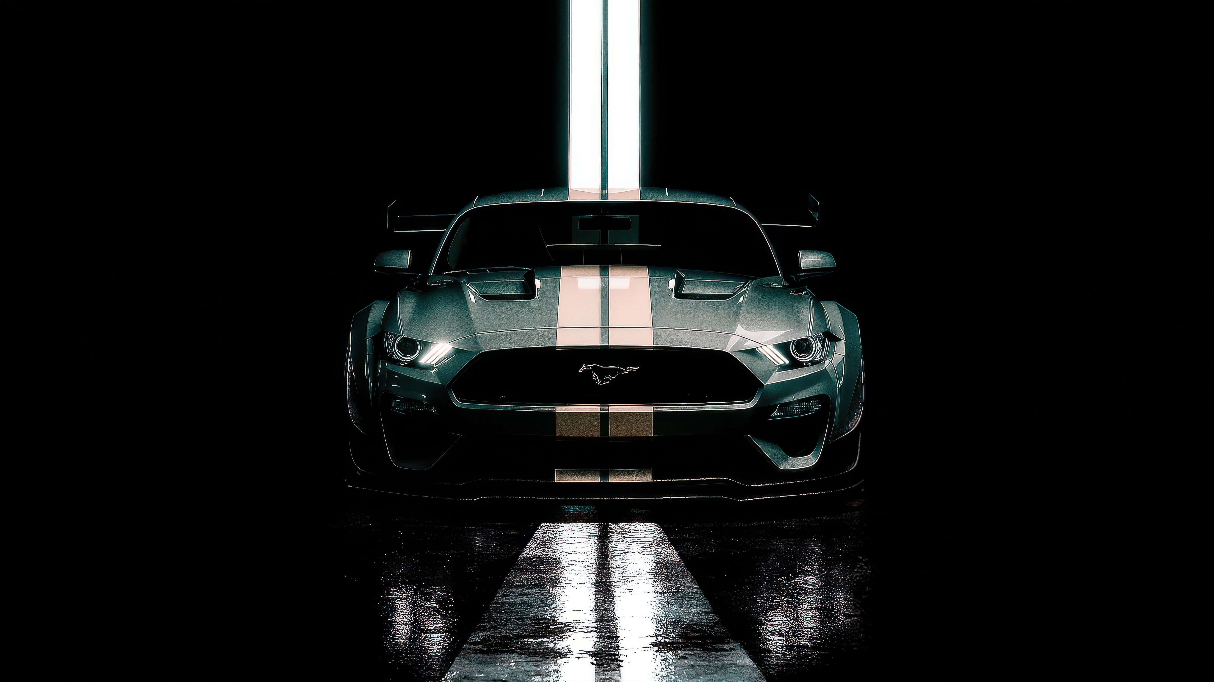Ford Mustang GT with racing stripes HD Wallpaper
