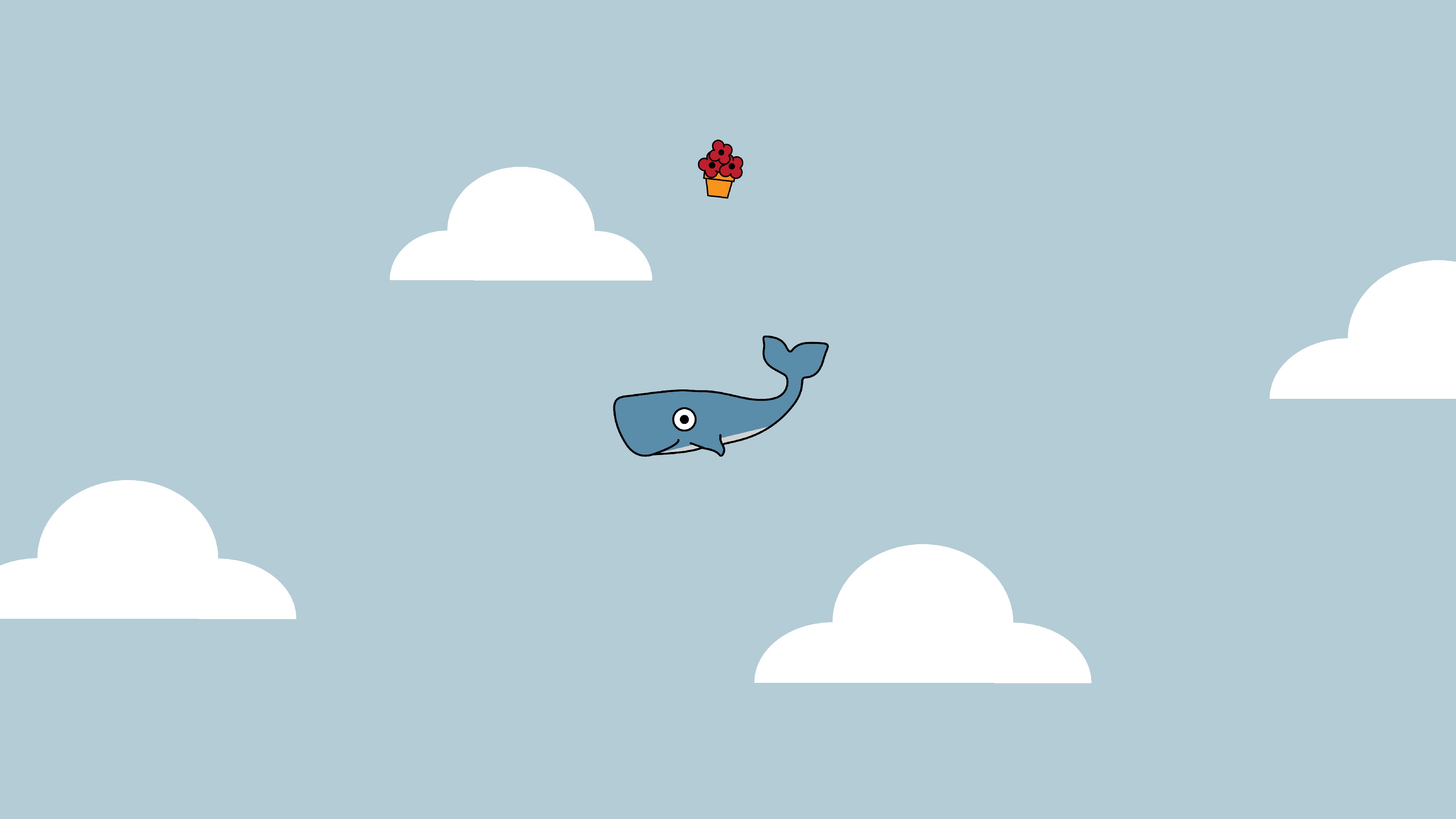 Blue whale flying in the sky with clouds HD Wallpaper
