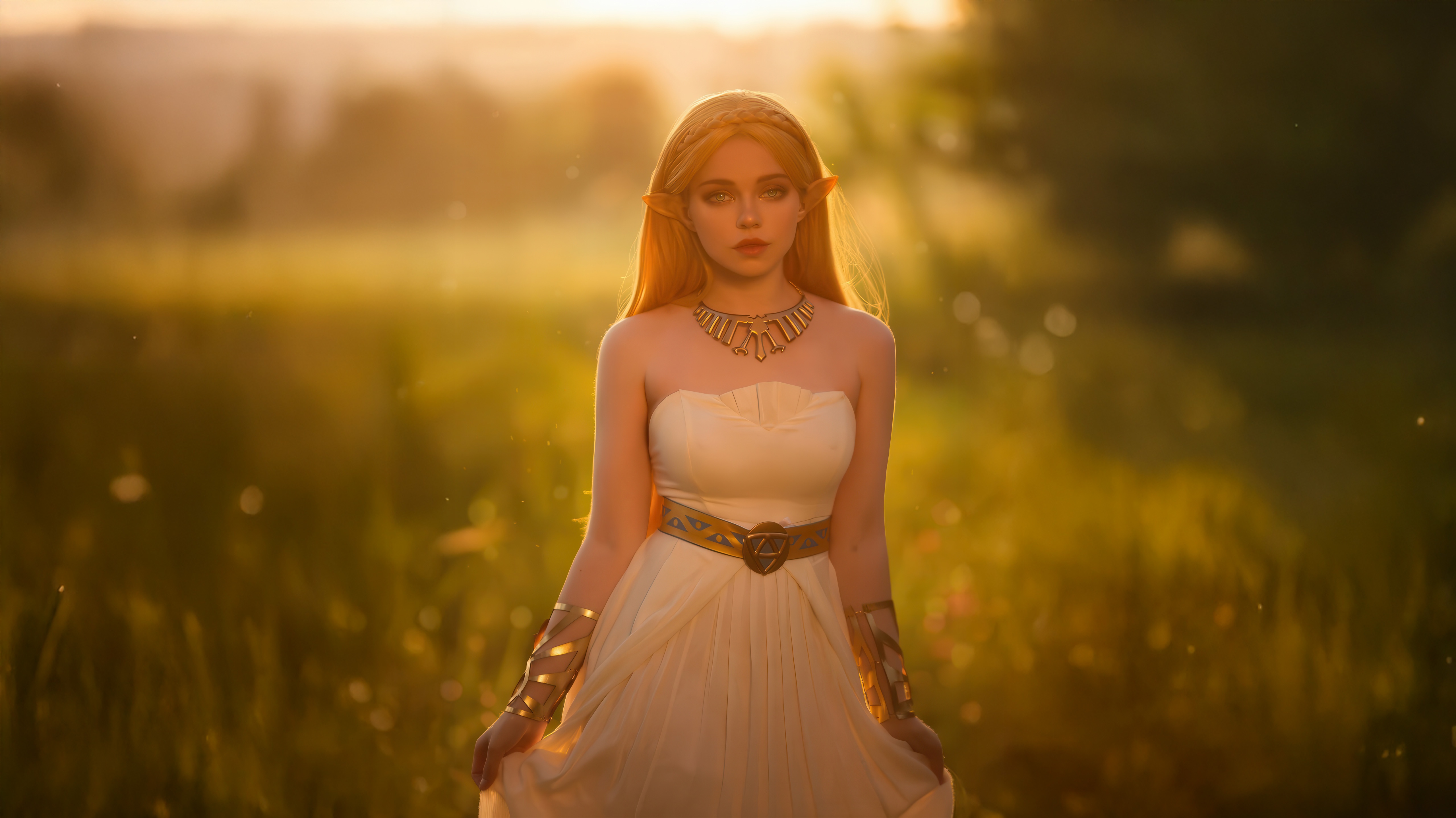 The Legend of Zelda Cosplay in a Field HD Wallpaper