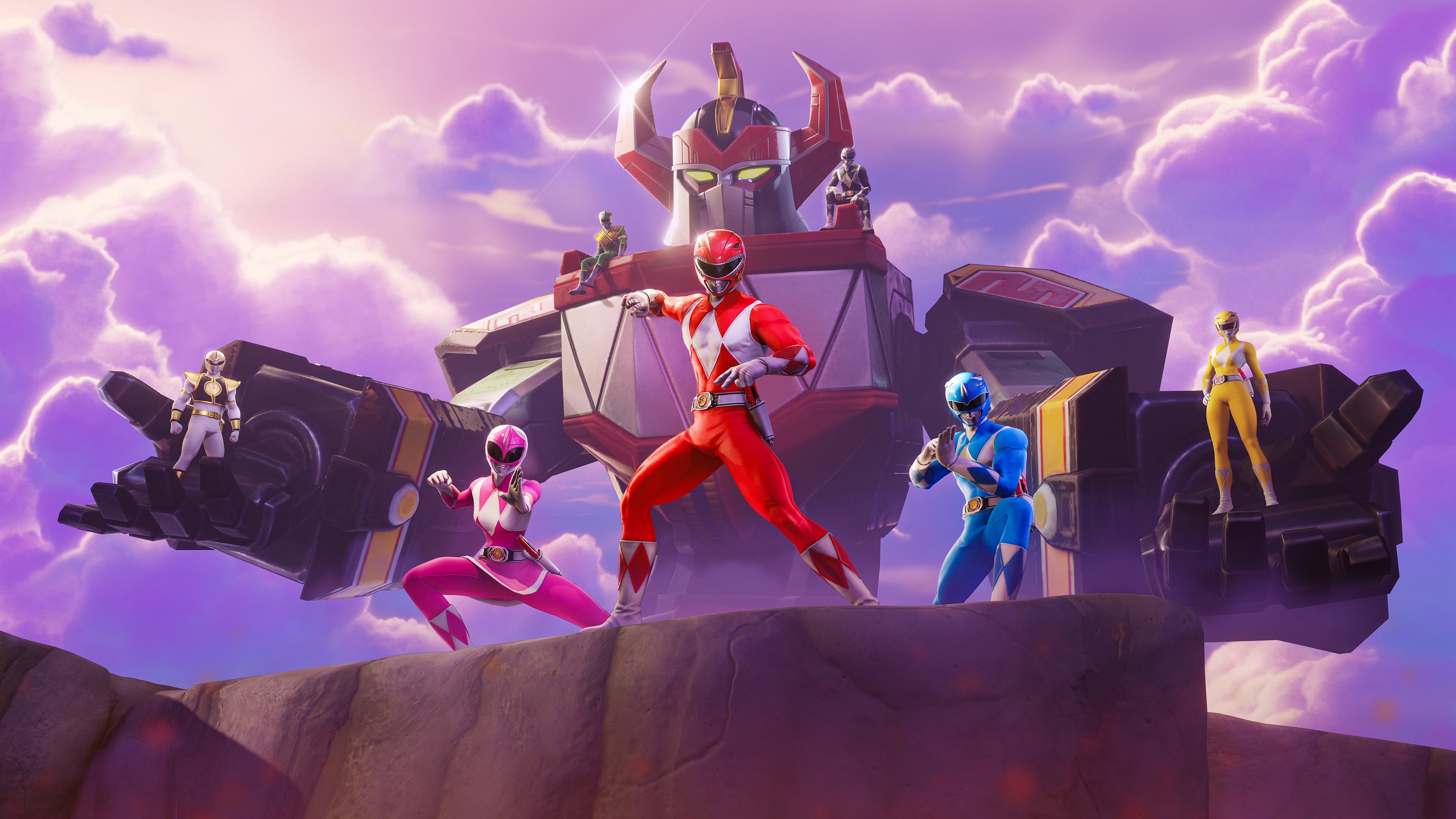 Fortnite Power Rangers Zord Battle HD Wallpaper