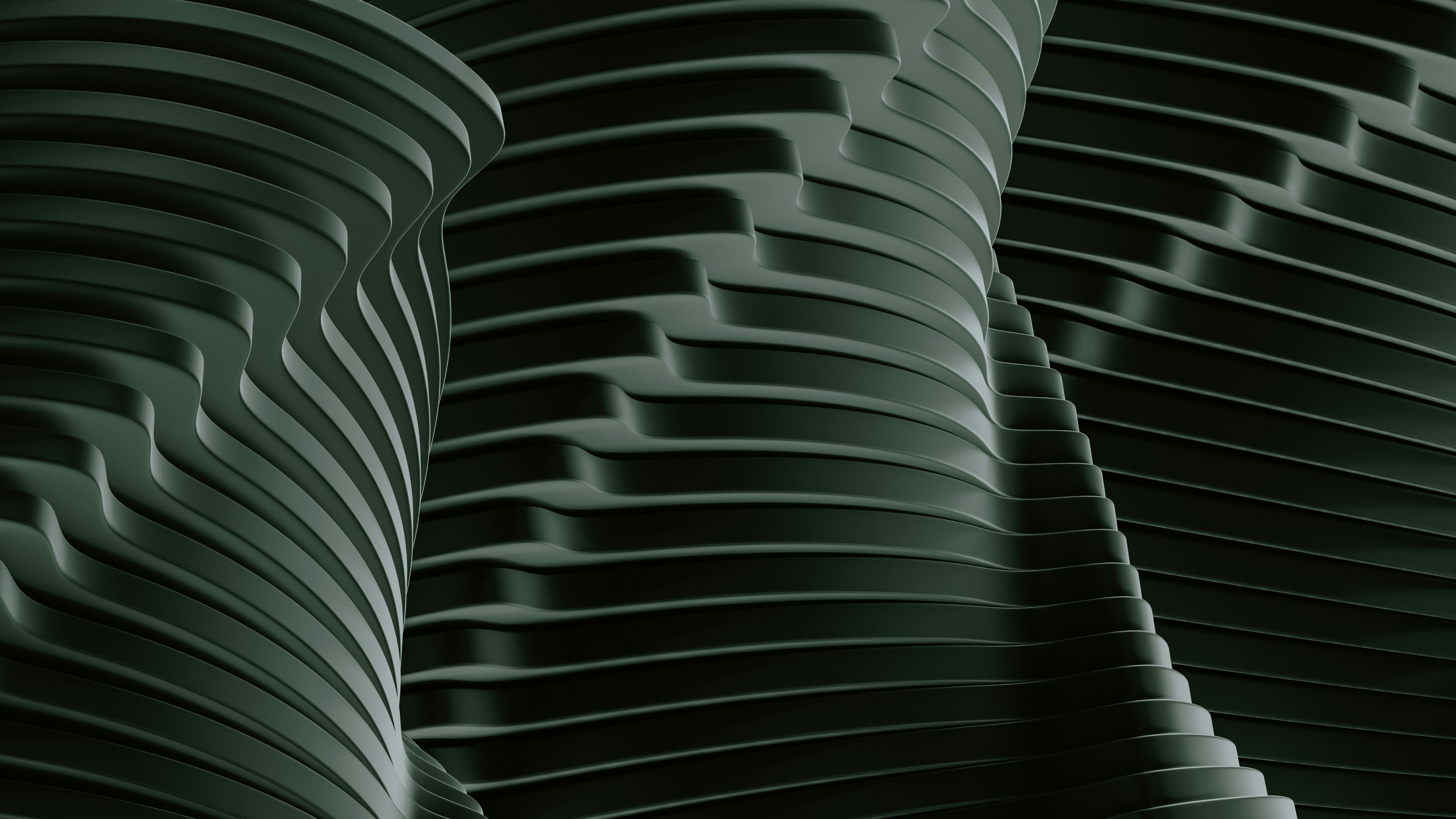 Green Architectural Curves Geometric Abstract HD Wallpaper