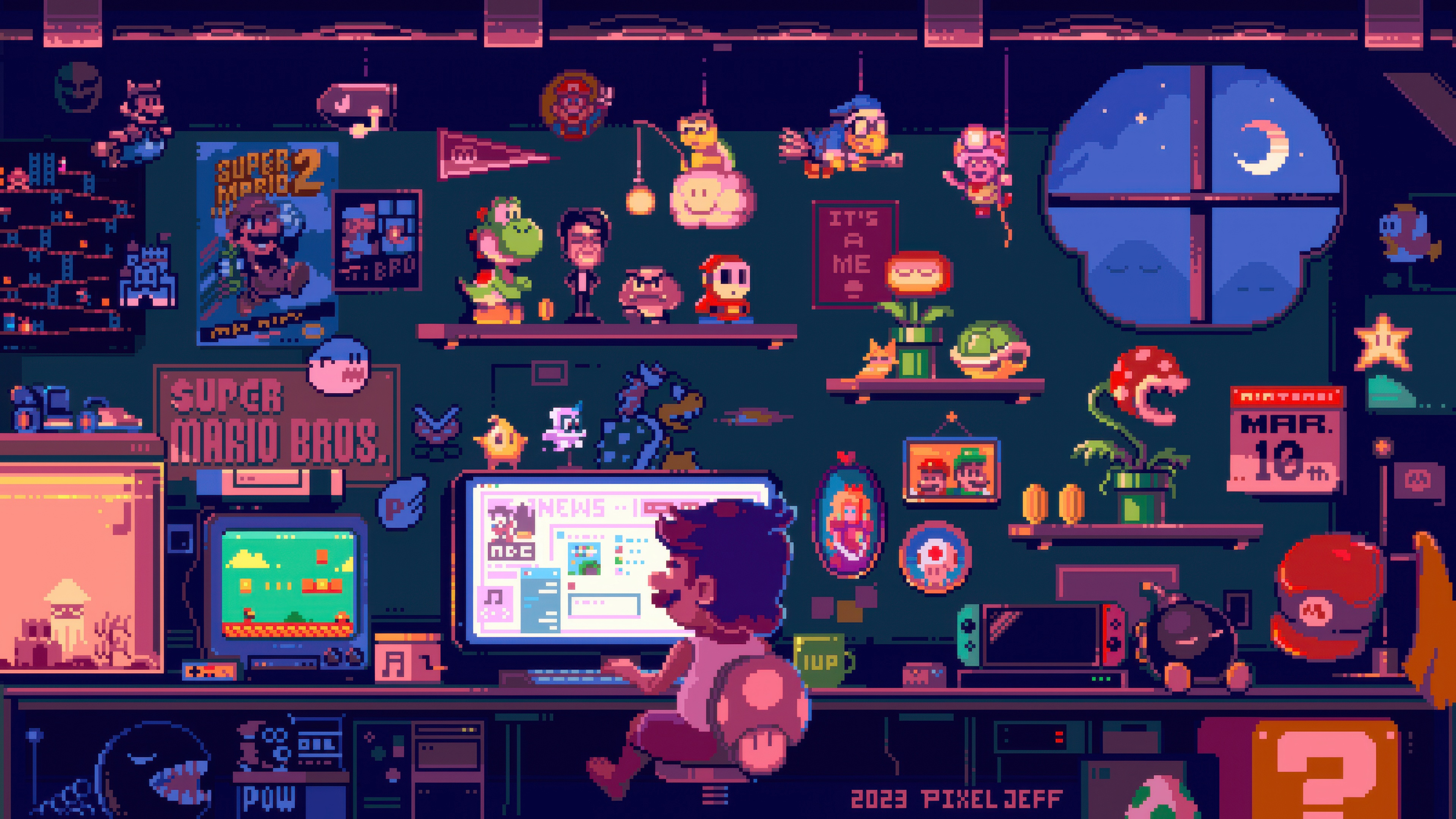 Mario Pixel Art Collection HD Wallpaper