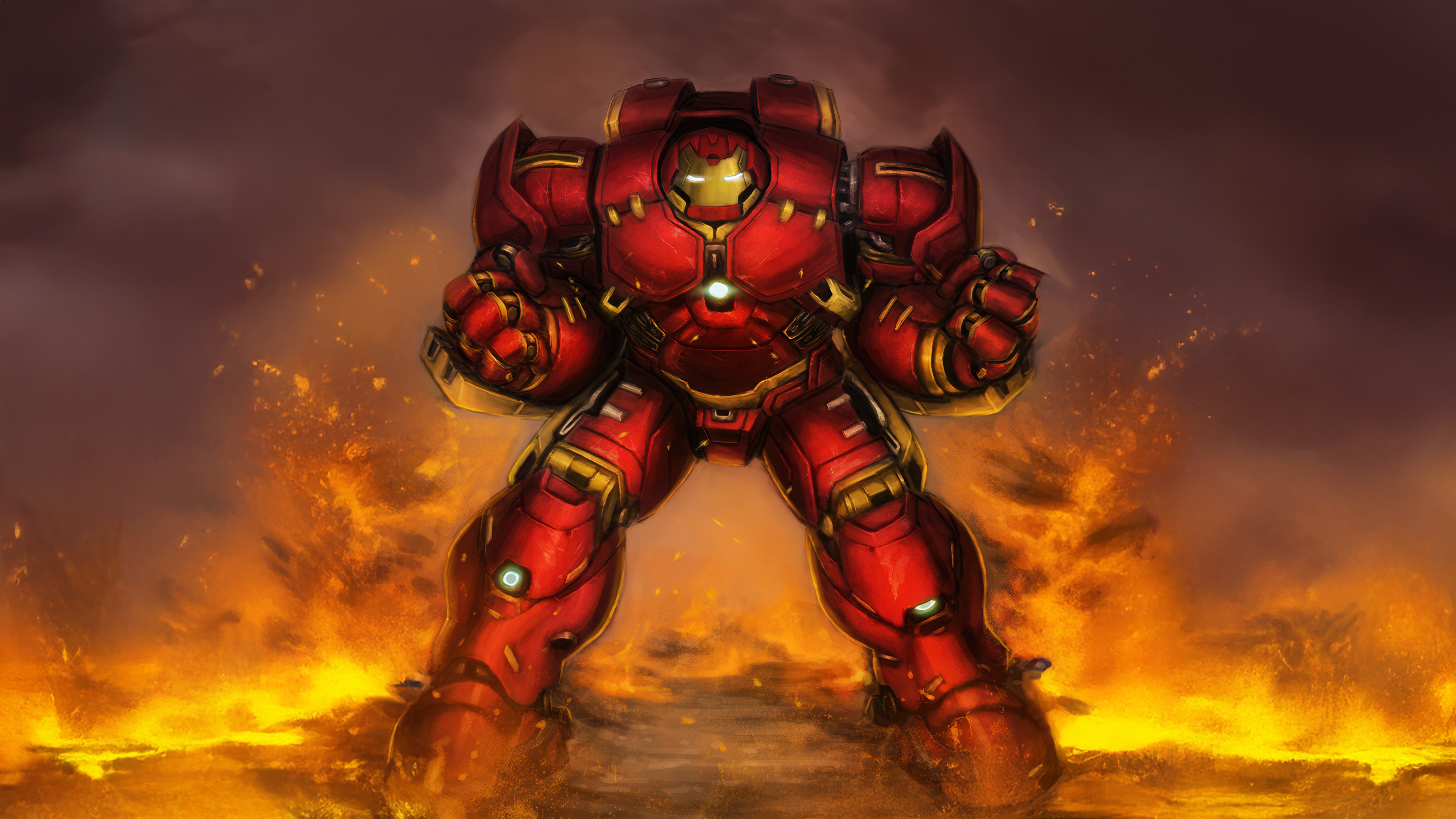 Hulkbuster Iron Man Suit in Flames HD Wallpaper
