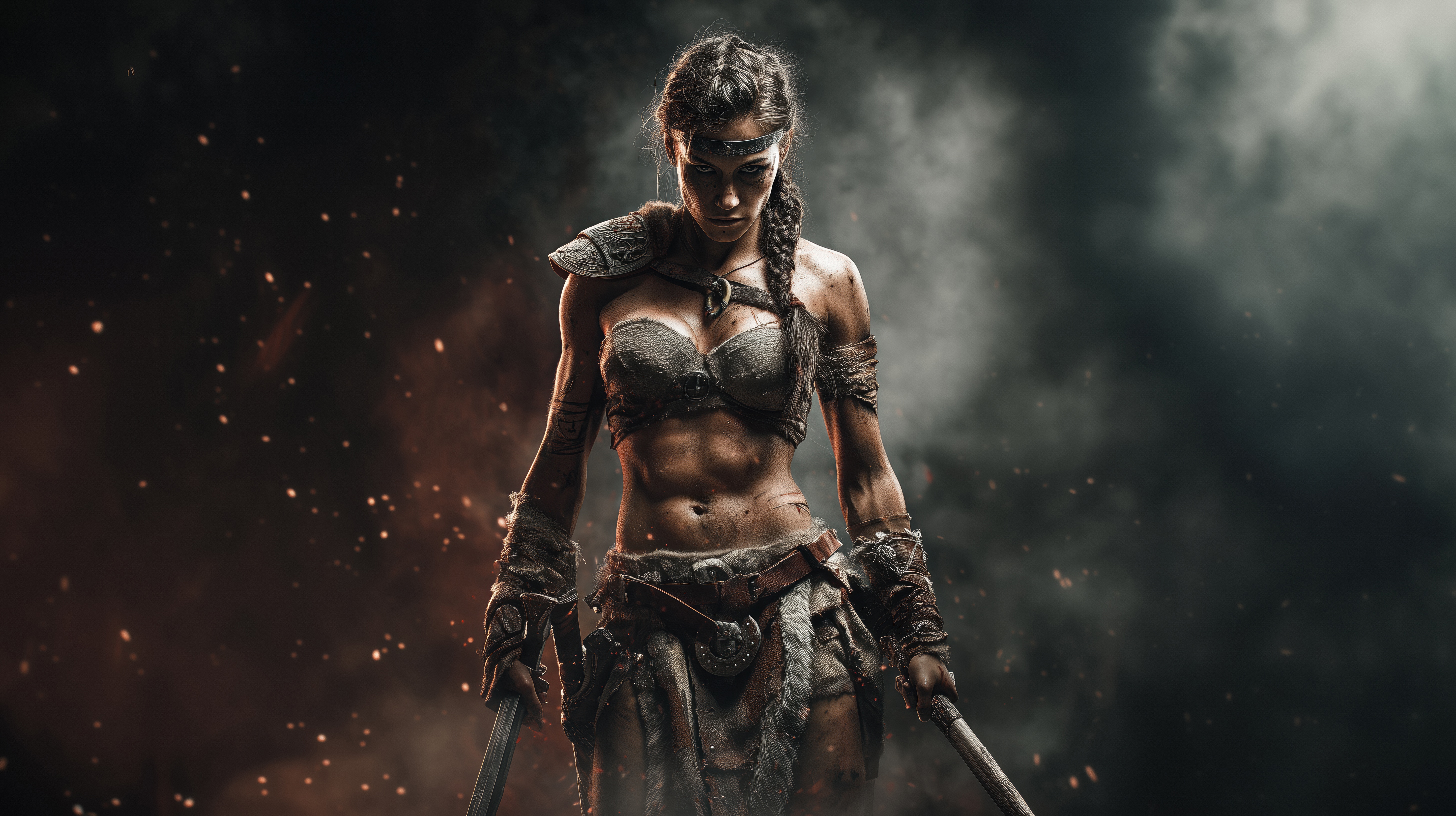 Valkyrie Reborn Warrior with Swords HD Wallpaper