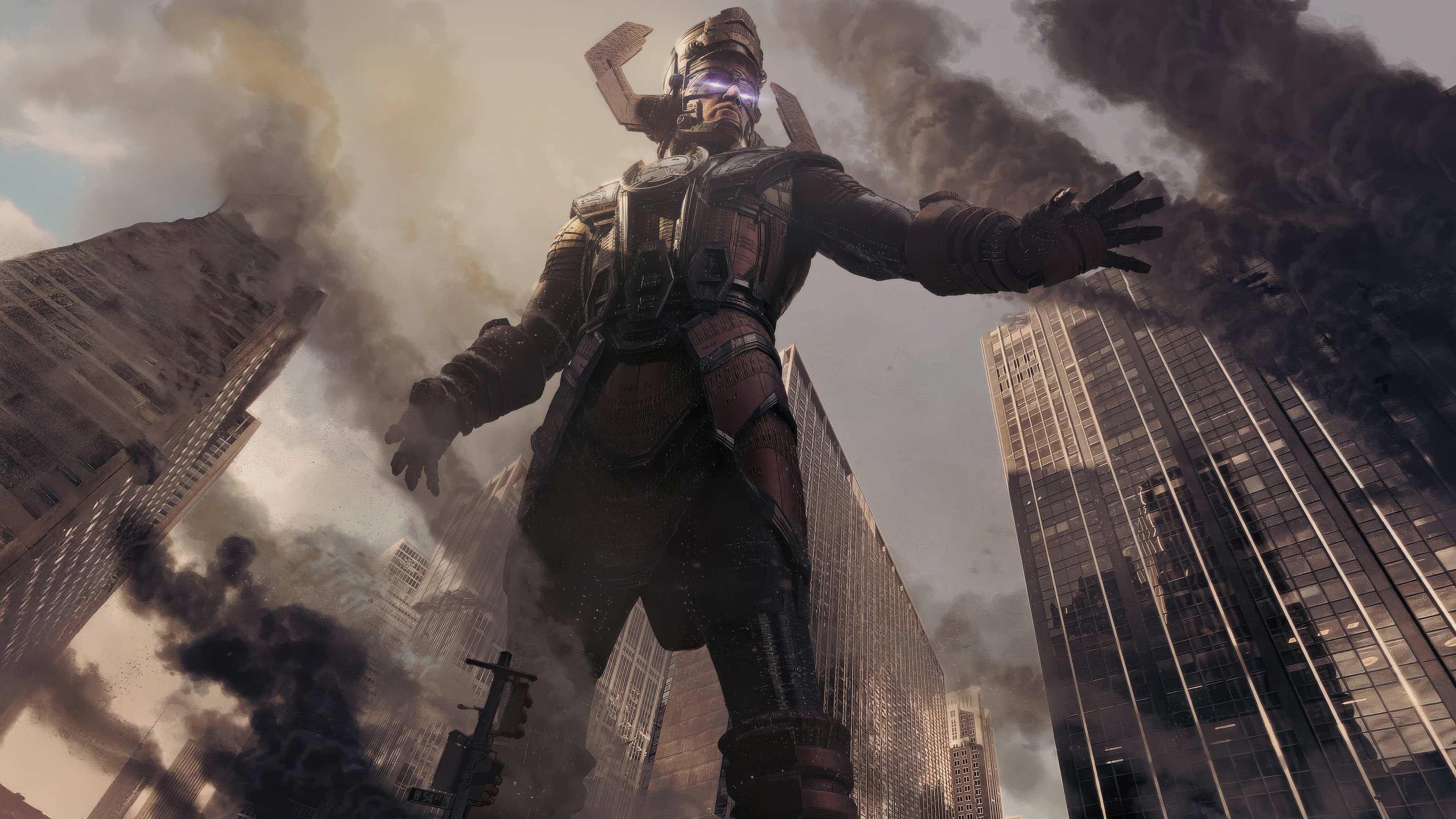 Galactus in a Destroyed City HD Wallpaper
