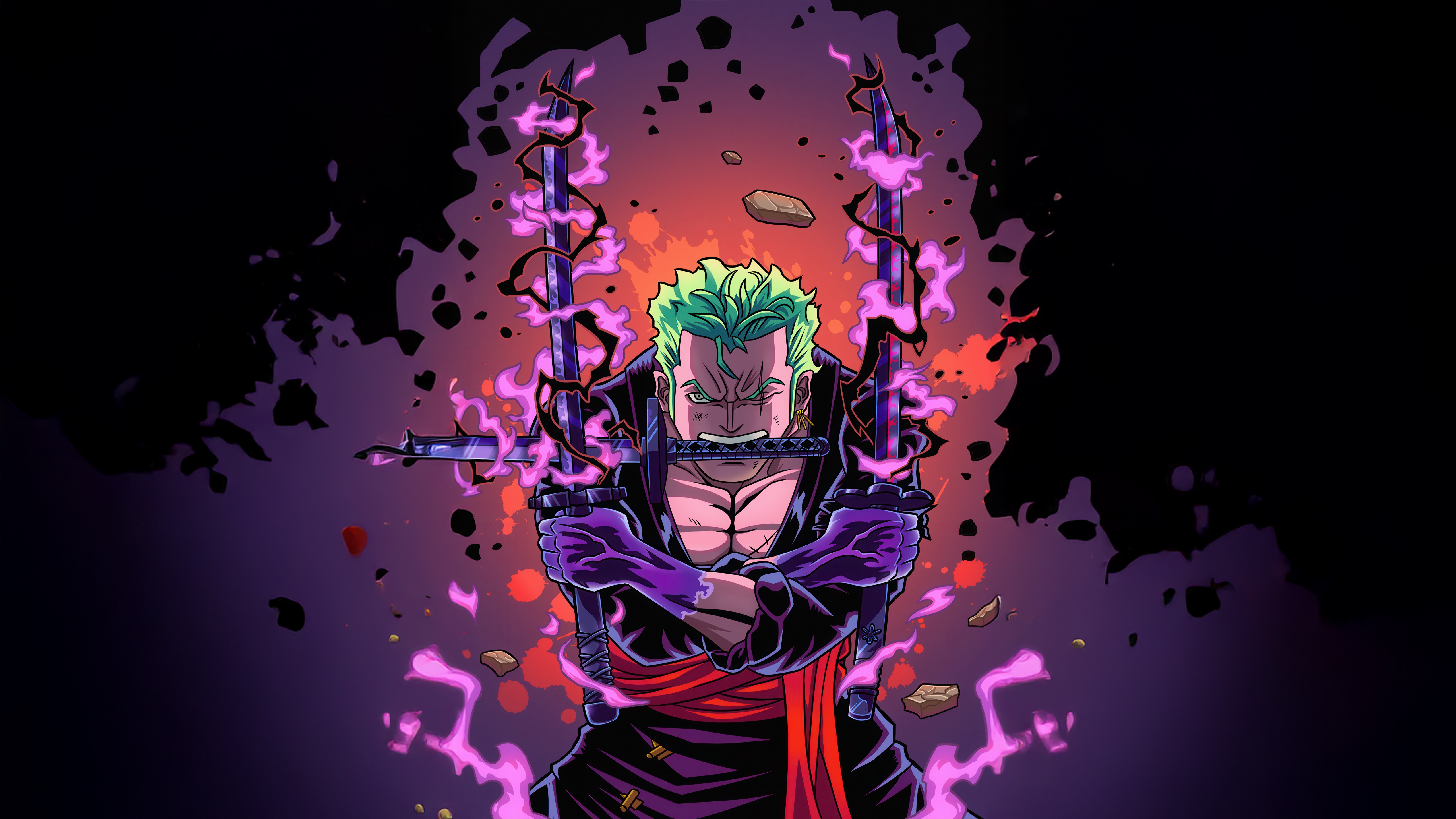 Roronoa Zoro from One Piece with swords HD Wallpaper