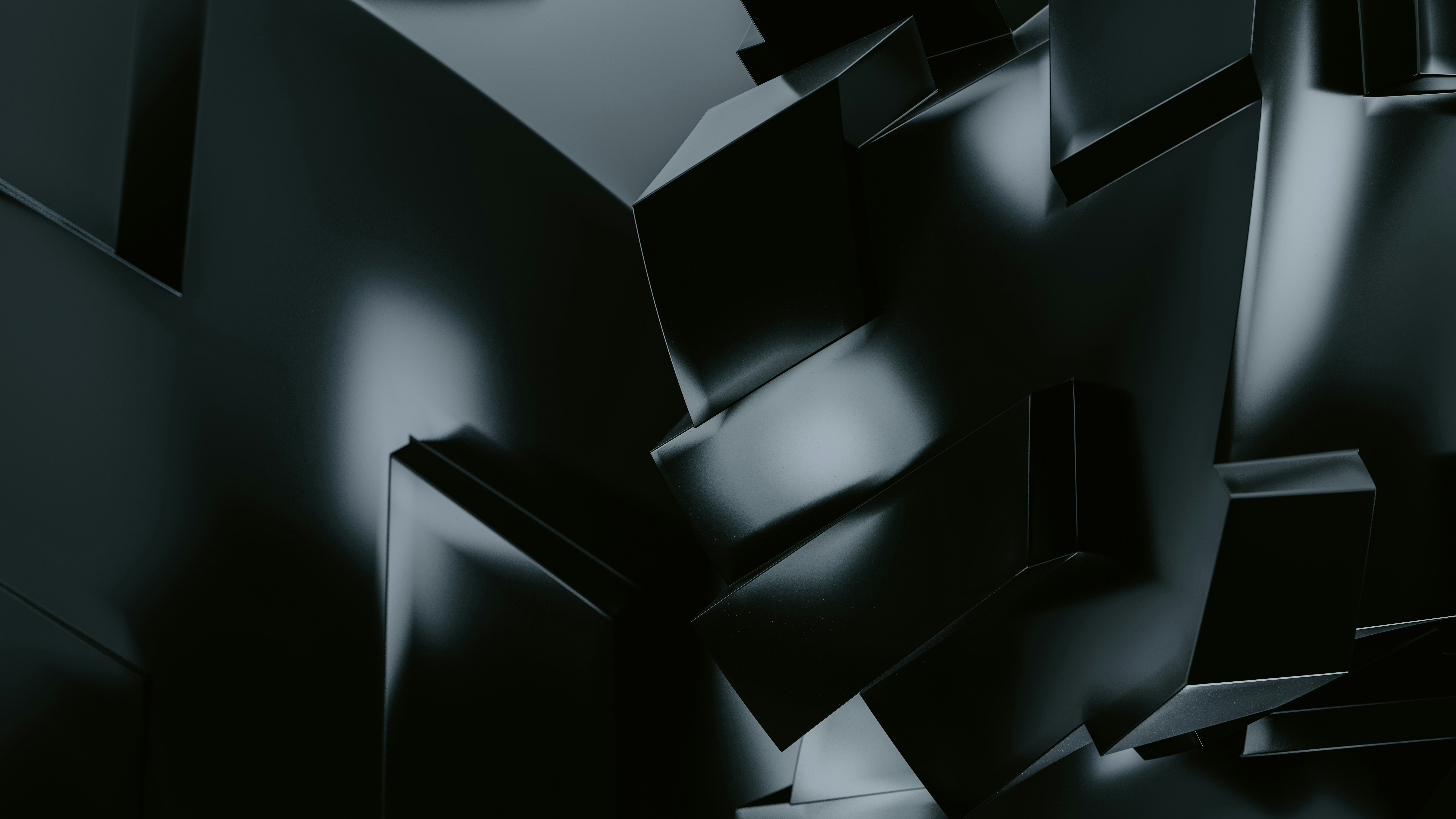 Abstract dark metallic geometric shapes with reflections HD Wallpaper