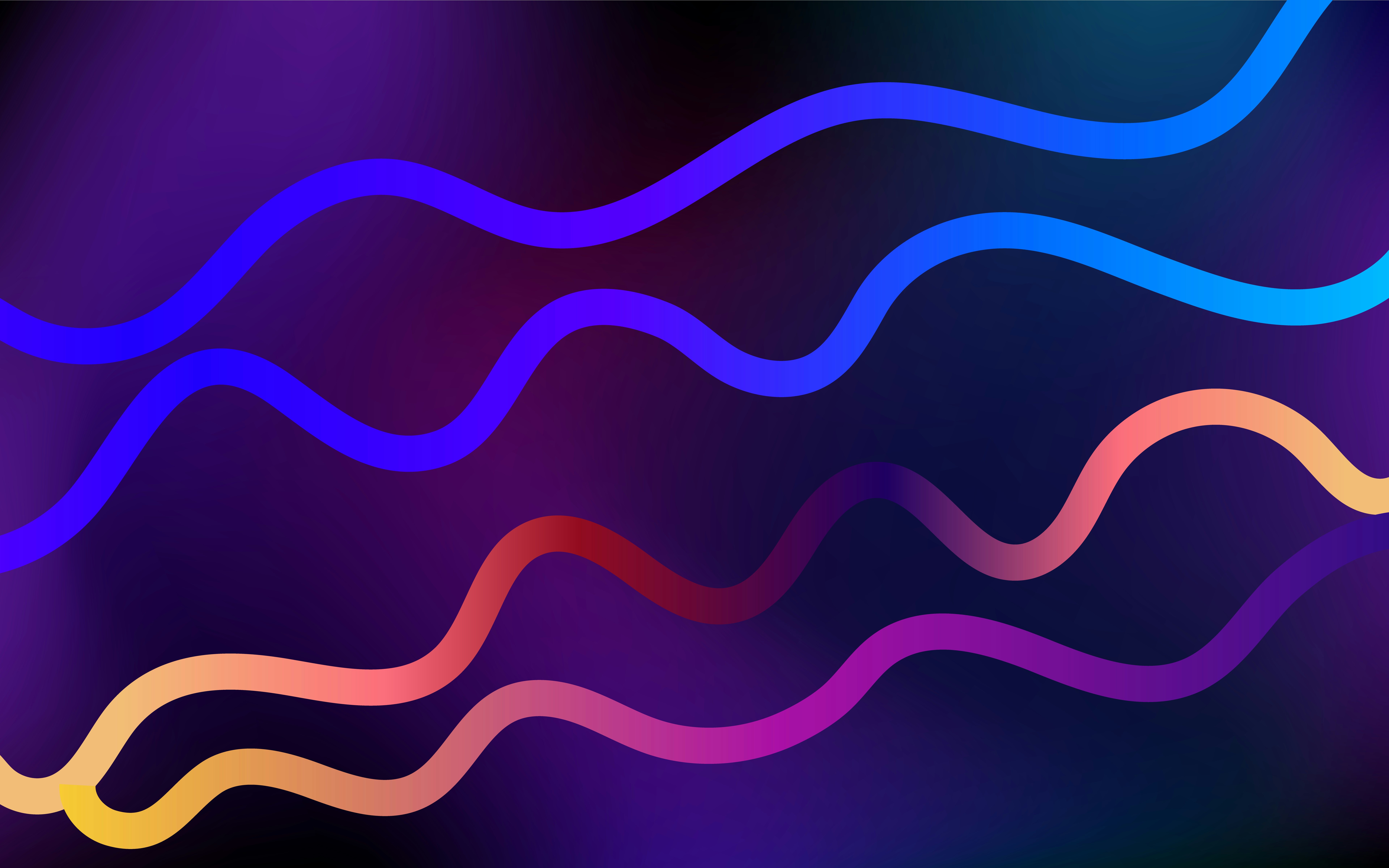 Flowing Neon Waves Abstract Background HD Wallpaper